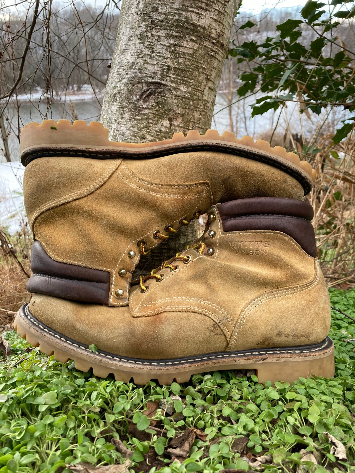 Photo by Chhh1984 on December 4, 2025 of the White's X Filson Shop Boot in Seidel Natural Suede.