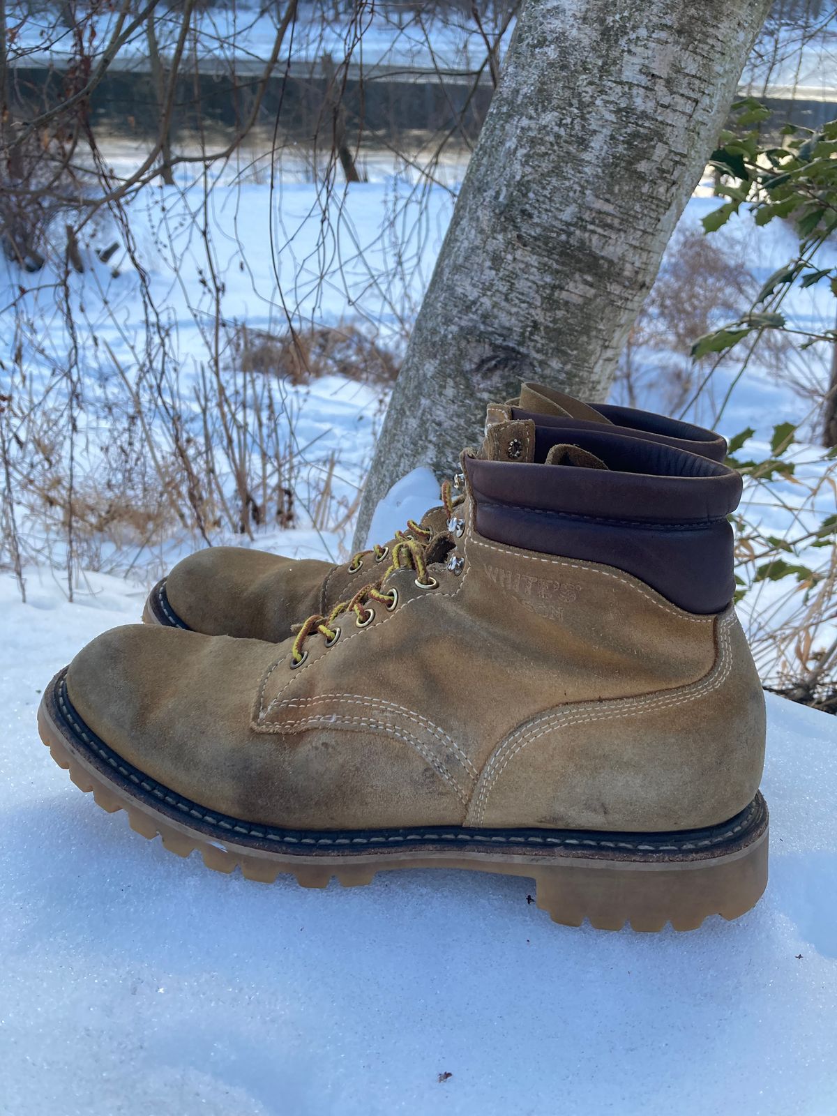 Photo by Chhh1984 on February 4, 2026 of the White's X Filson Shop Boot in Seidel Natural Suede.