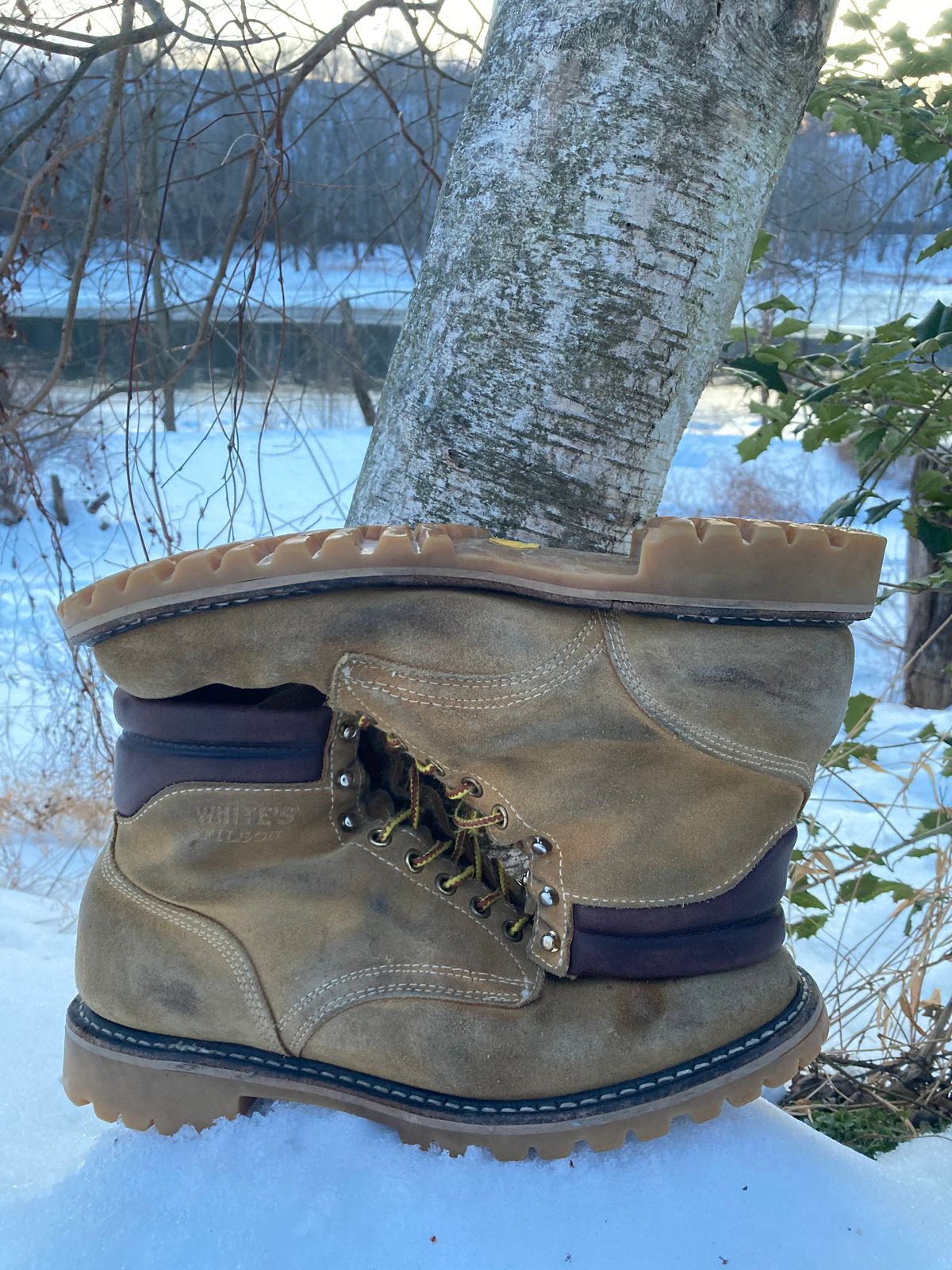 Photo by Chhh1984 on February 4, 2026 of the White's X Filson Shop Boot in Seidel Natural Suede.