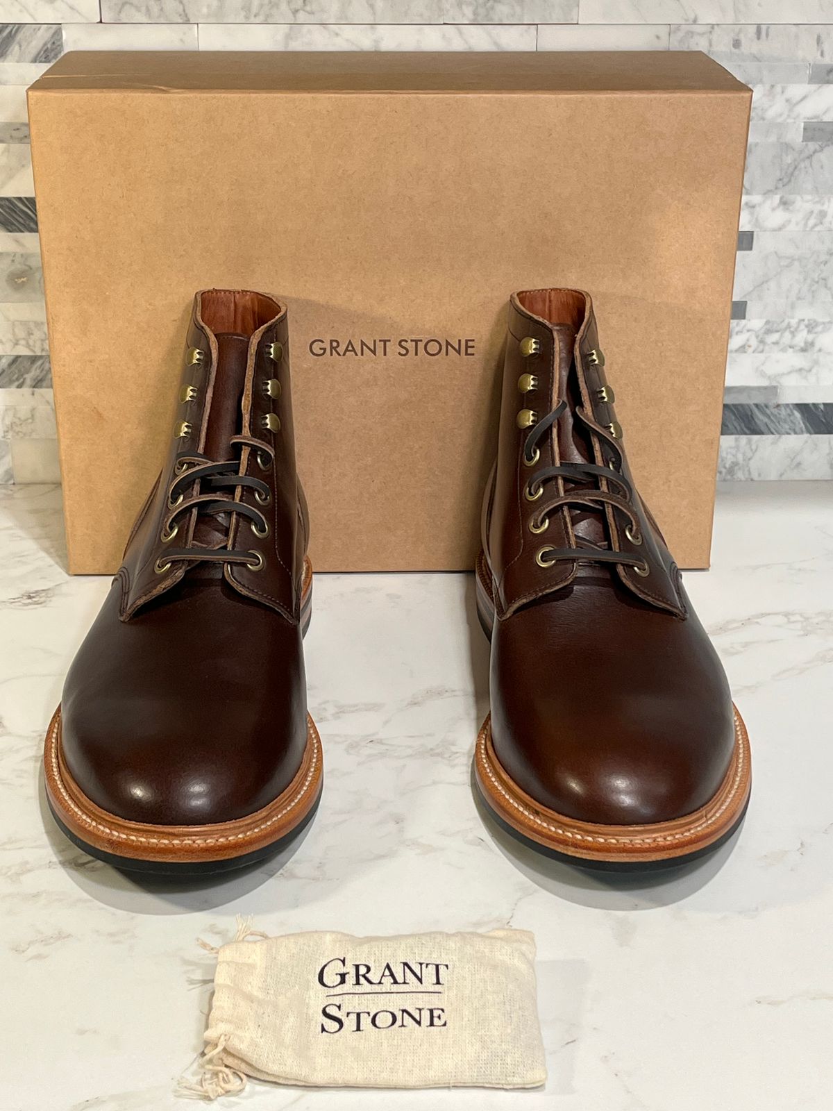 Photo by Chhh1984 on October 1, 2025 of the Grant Stone Diesel Boot in Horween Crimson Chromexcel.