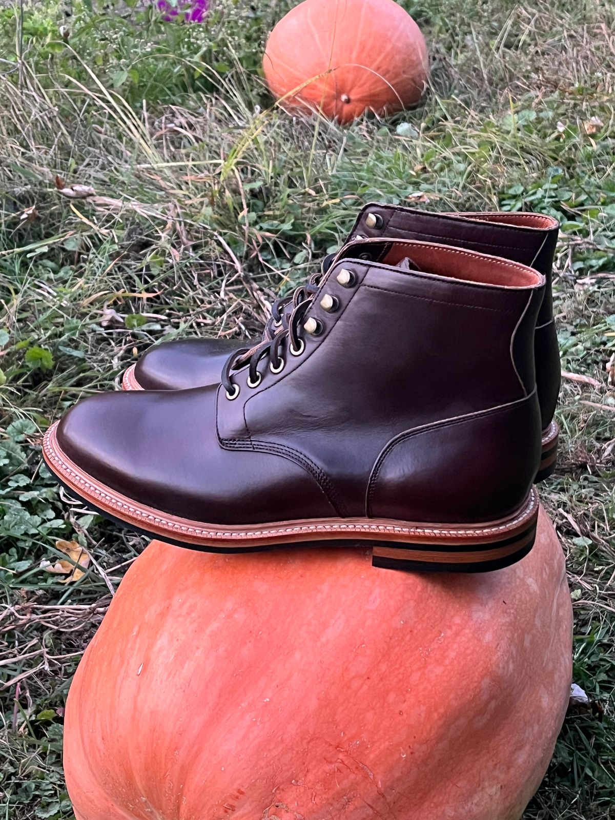 Photo by Chhh1984 on October 1, 2025 of the Grant Stone Diesel Boot in Horween Crimson Chromexcel.