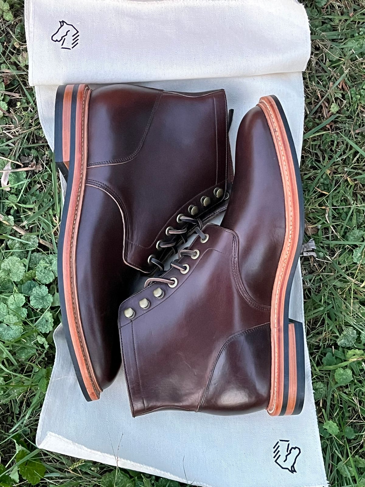Photo by Chhh1984 on October 1, 2025 of the Grant Stone Diesel Boot in Horween Crimson Chromexcel.