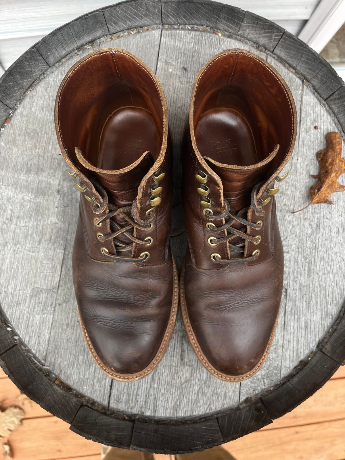 Photo by Chhh1984 on November 3, 2025 of the Grant Stone Diesel Boot in Horween Crimson Chromexcel.