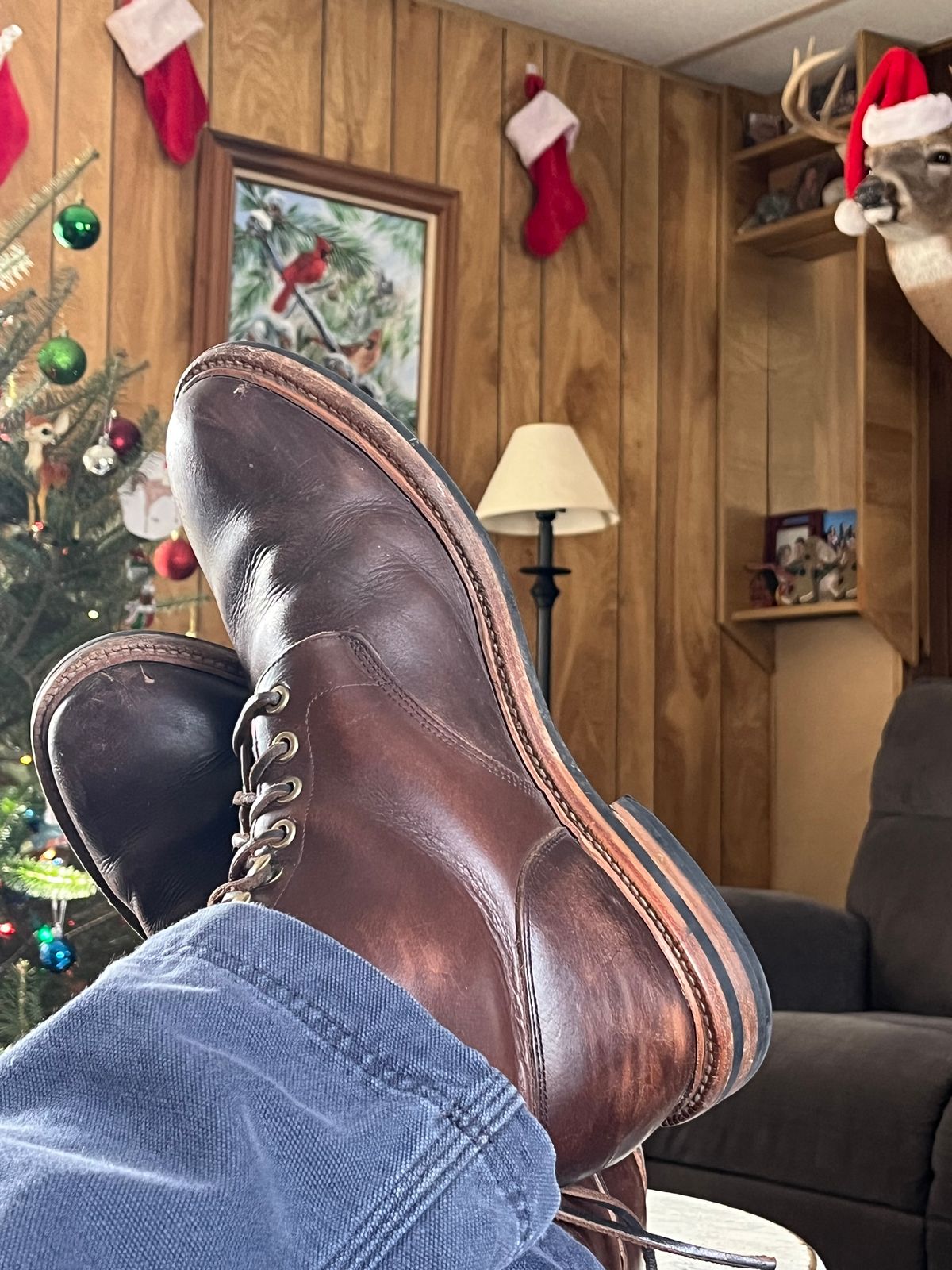 Photo by Chhh1984 on December 20, 2025 of the Grant Stone Diesel Boot in Horween Crimson Chromexcel.