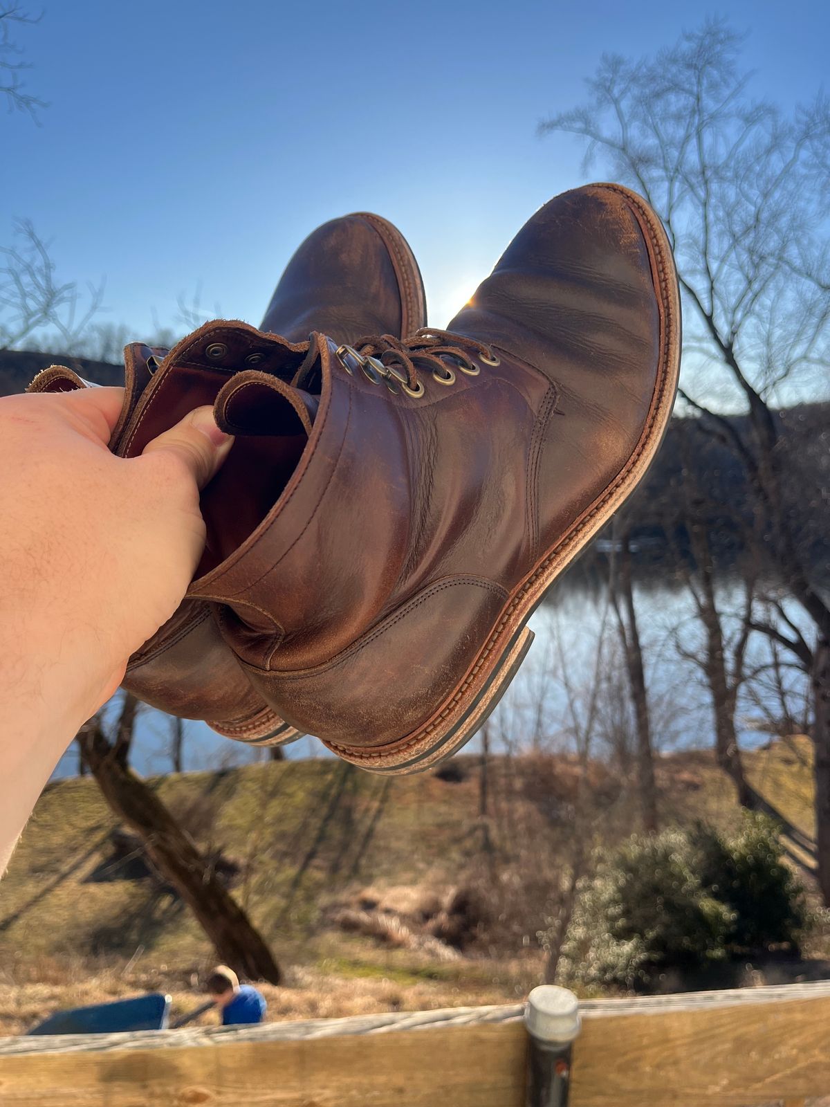 Photo by Chhh1984 on March 1, 2026 of the Grant Stone Diesel Boot in Horween Crimson Chromexcel.