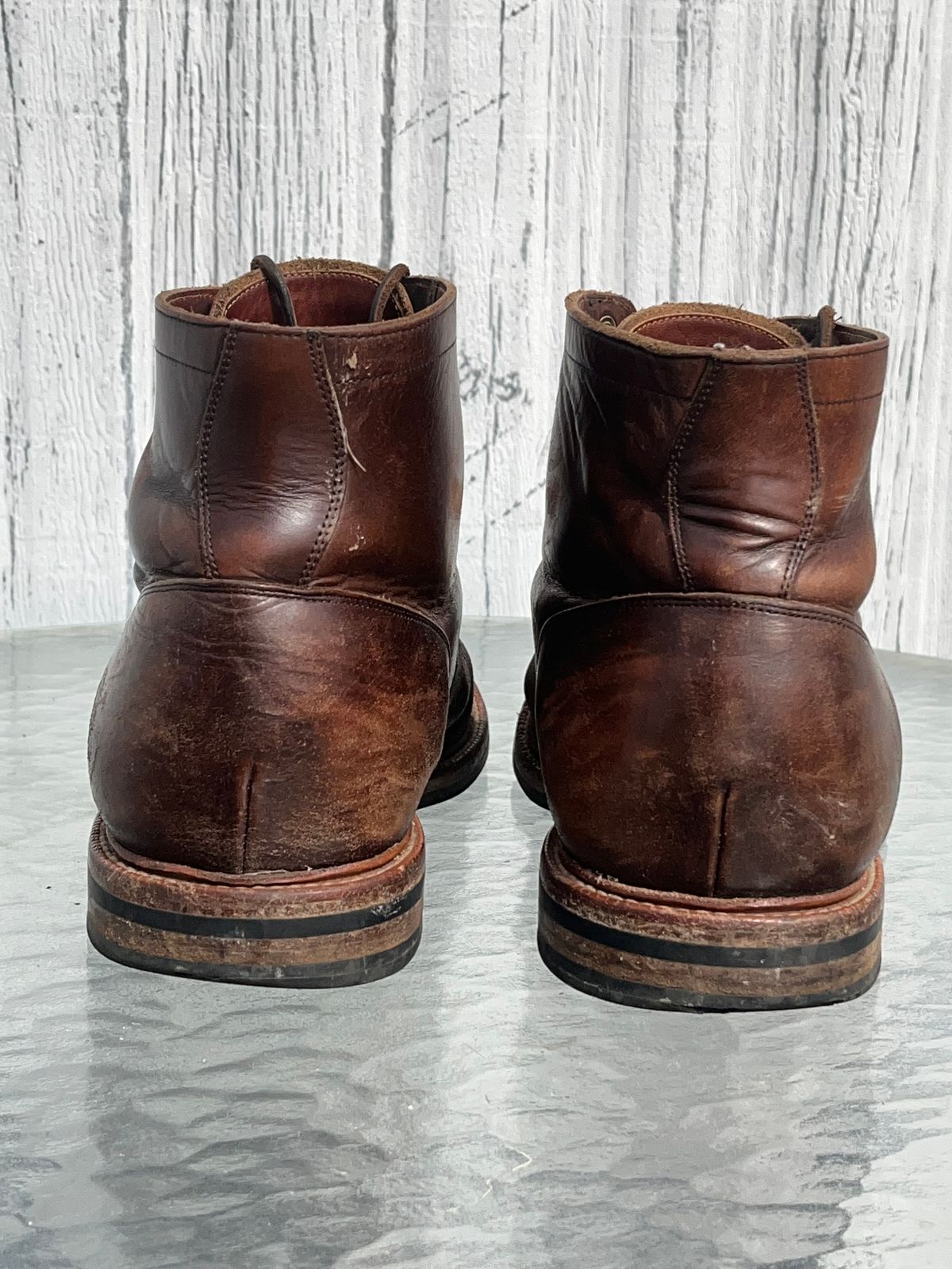 Photo by Chhh1984 on April 3, 2026 of the Grant Stone Diesel Boot in Horween Crimson Chromexcel.