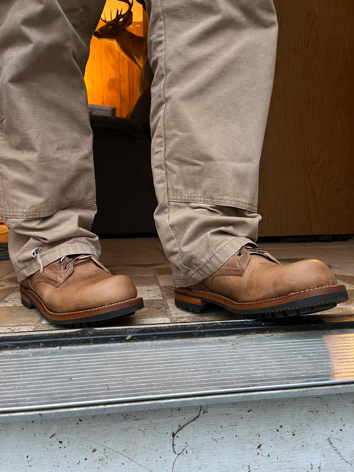 Photo by chhh1984 on October 1, 2024 of the Truman Plain Toe Boot in Horween Natural Cypress.
