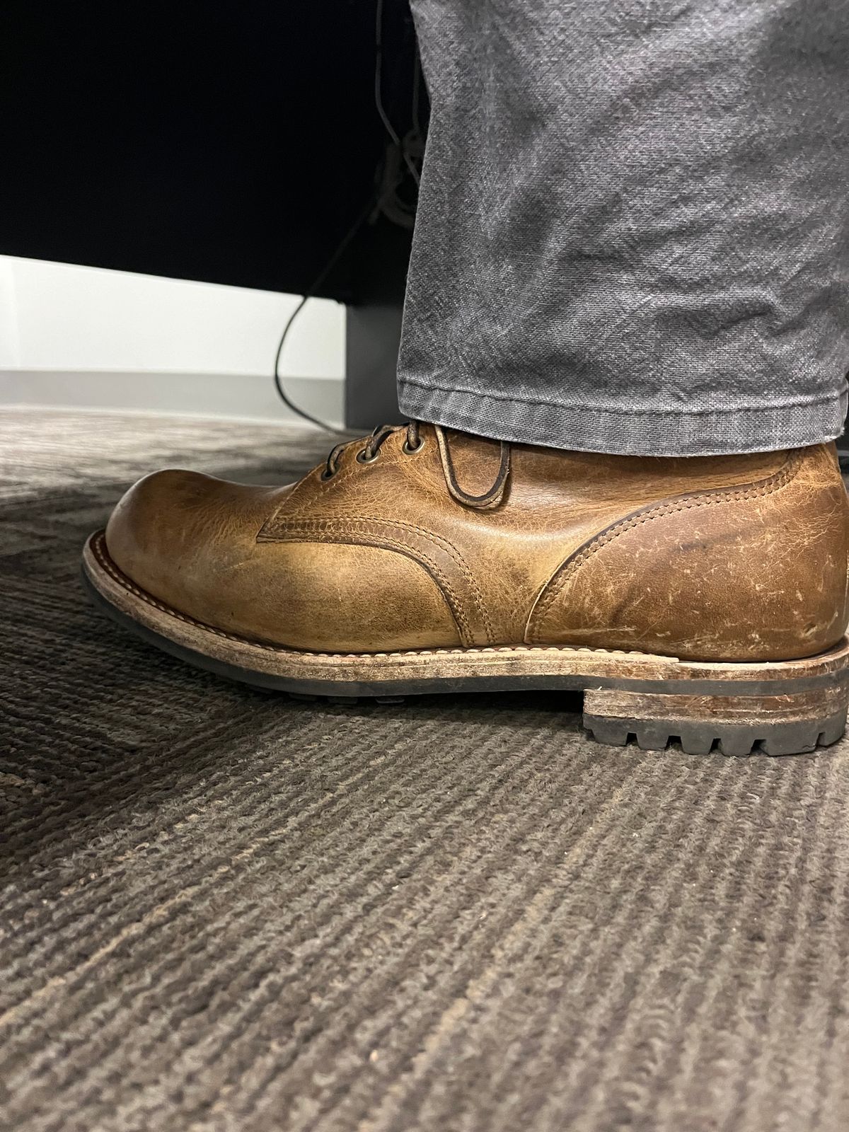 Photo by chhh1984 on November 1, 2024 of the Truman Plain Toe Boot in Horween Natural Cypress.