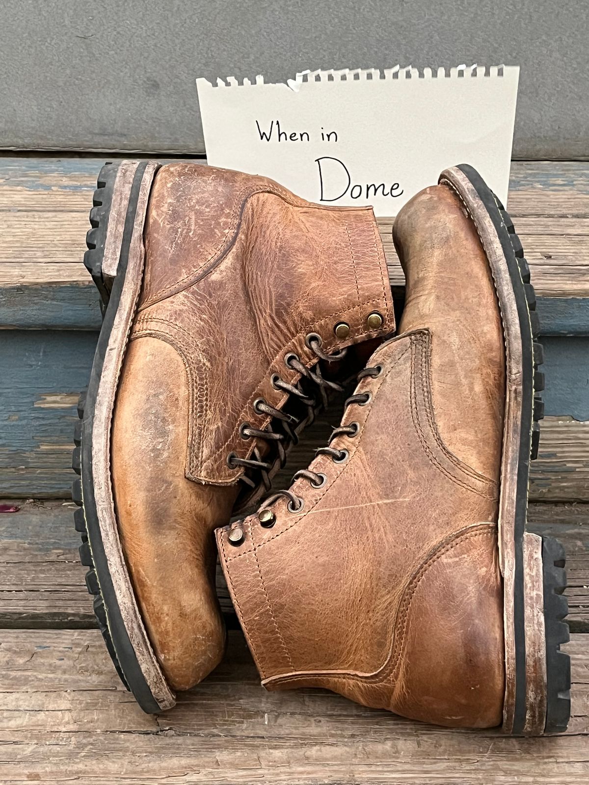 Photo by chhh1984 on November 1, 2024 of the Truman Plain Toe Boot in Horween Natural Cypress.