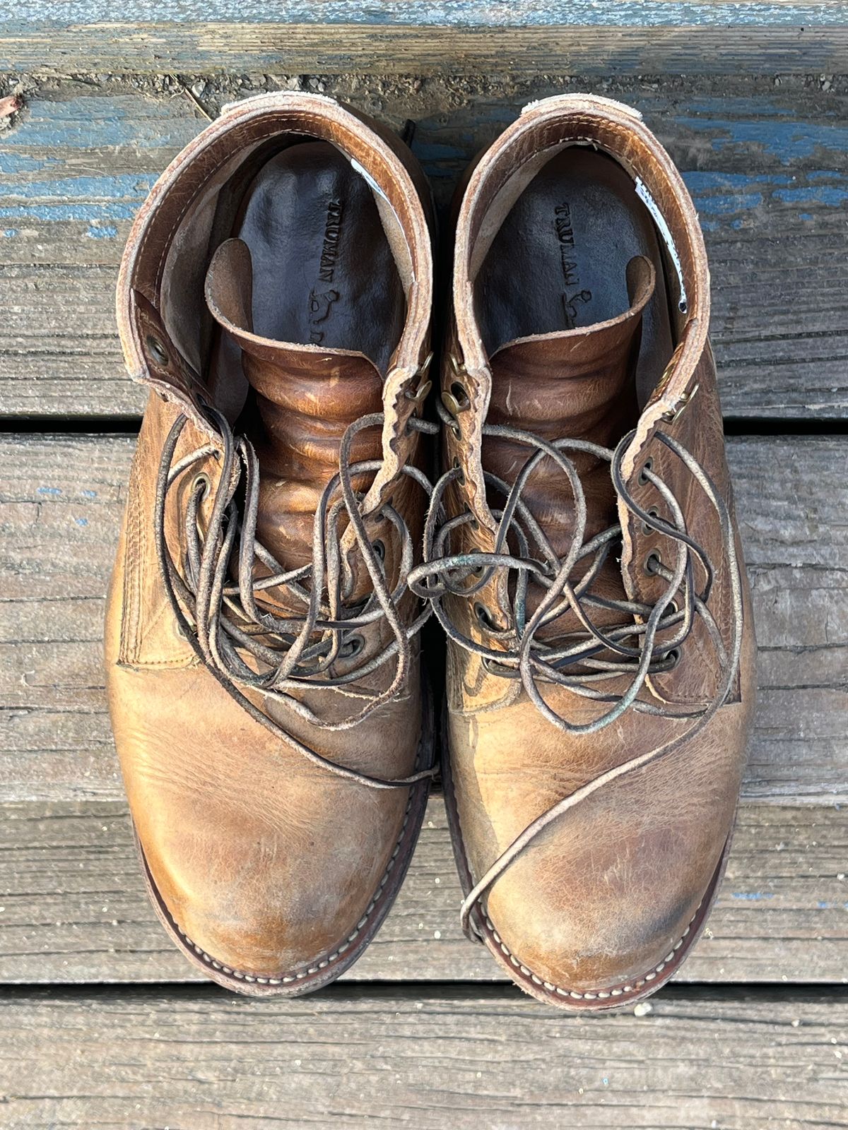 Photo by chhh1984 on December 1, 2024 of the Truman Plain Toe Boot in Horween Natural Cypress.