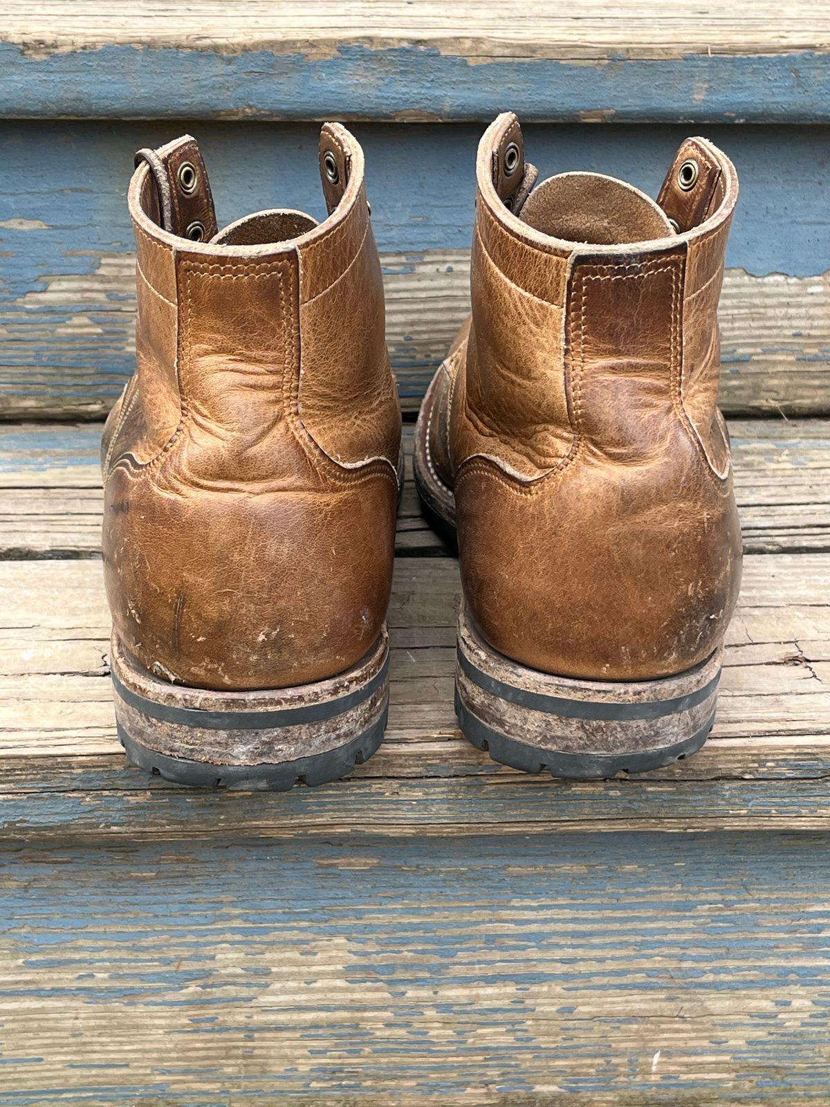 Photo by chhh1984 on March 1, 2025 of the Truman Plain Toe Boot in Horween Natural Cypress.