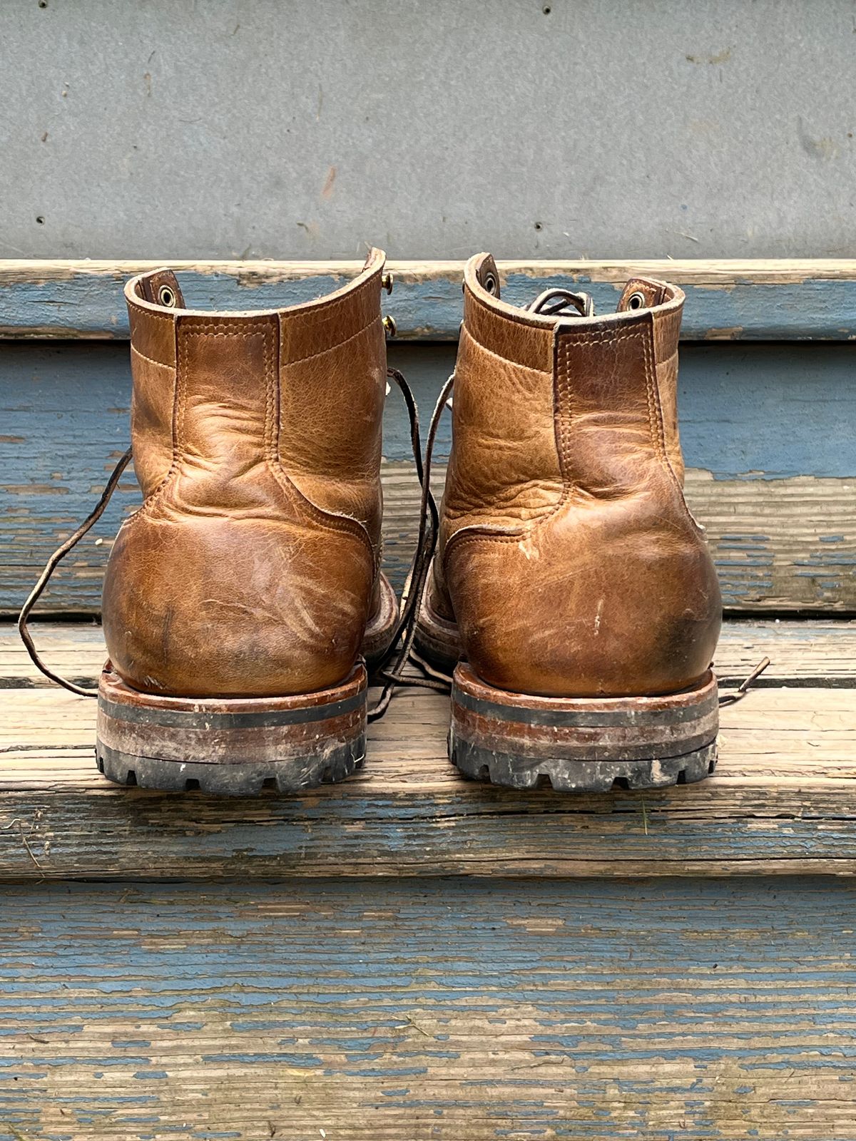 Photo by chhh1984 on May 17, 2025 of the Truman Plain Toe Boot in Horween Natural Cypress.