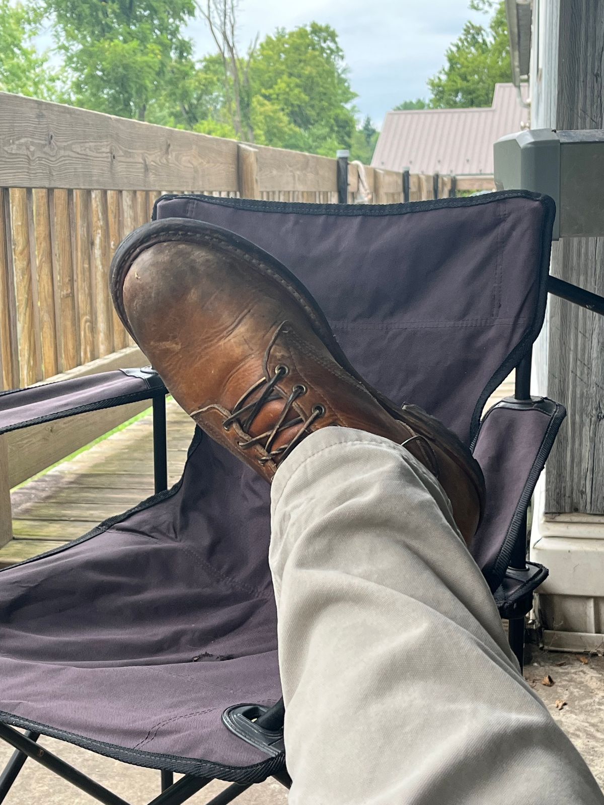 Photo by chhh1984 on July 31, 2025 of the Truman Plain Toe Boot in Horween Natural Cypress.