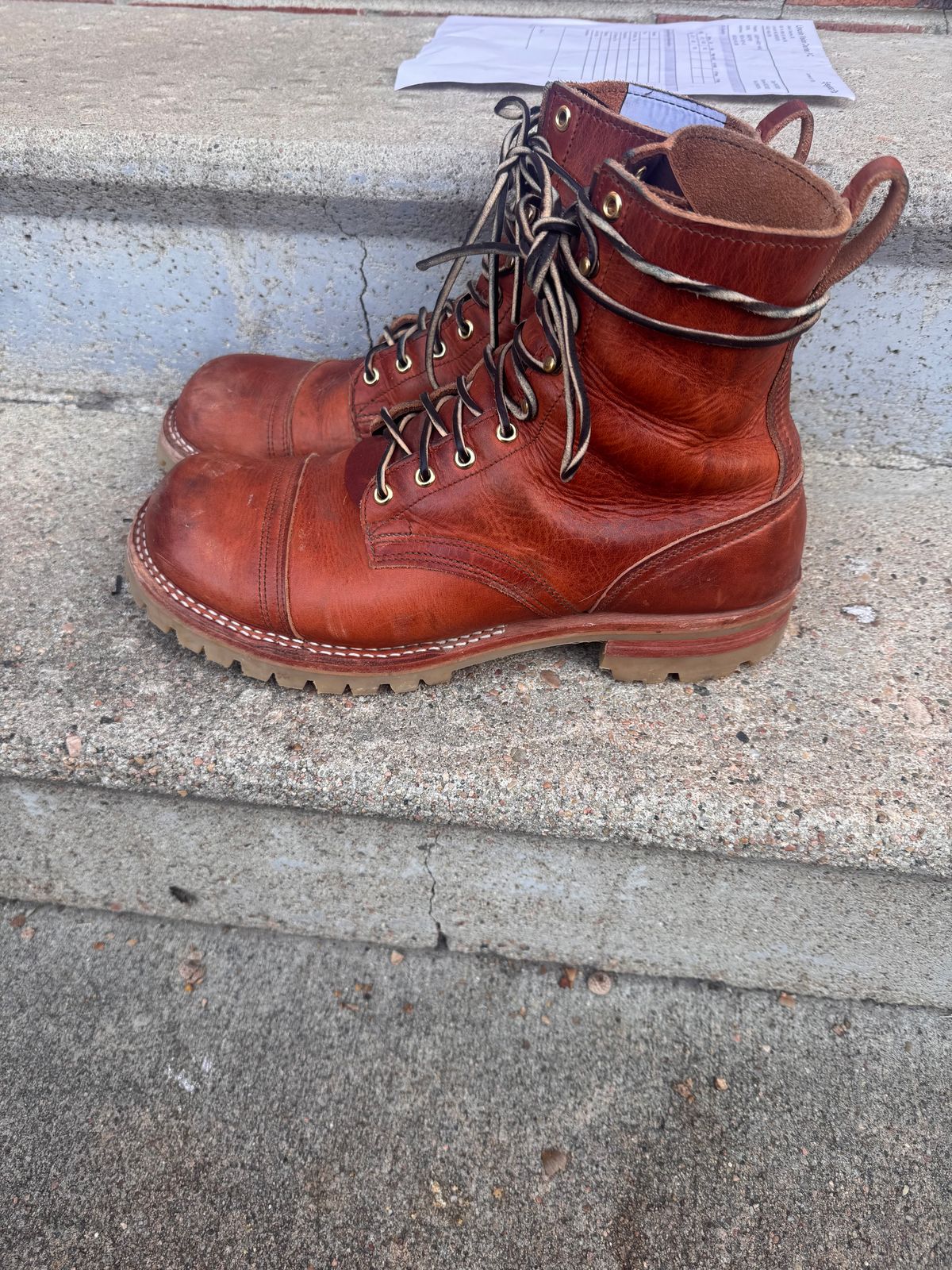 Photo by joji_k on November 4, 2025 of the Nicks DomePro in Horween English Tan Dublin.