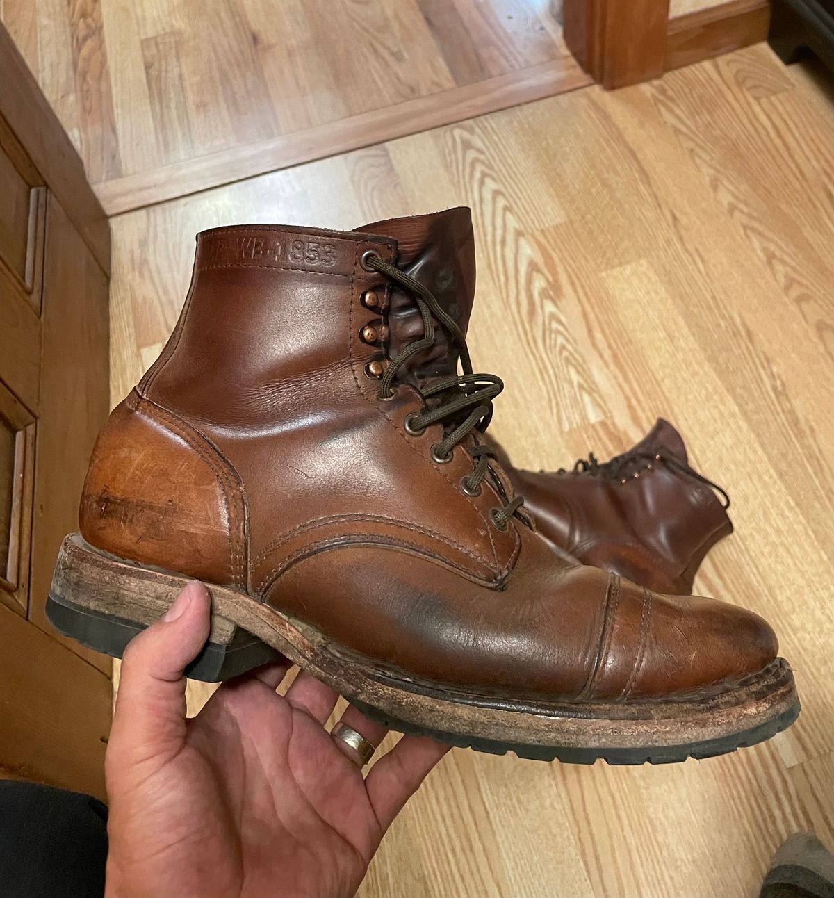 Photo by lbressoud737 on August 3, 2024 of the White's MP-Sherman Toe Cap in Horween Natural Chromexcel.