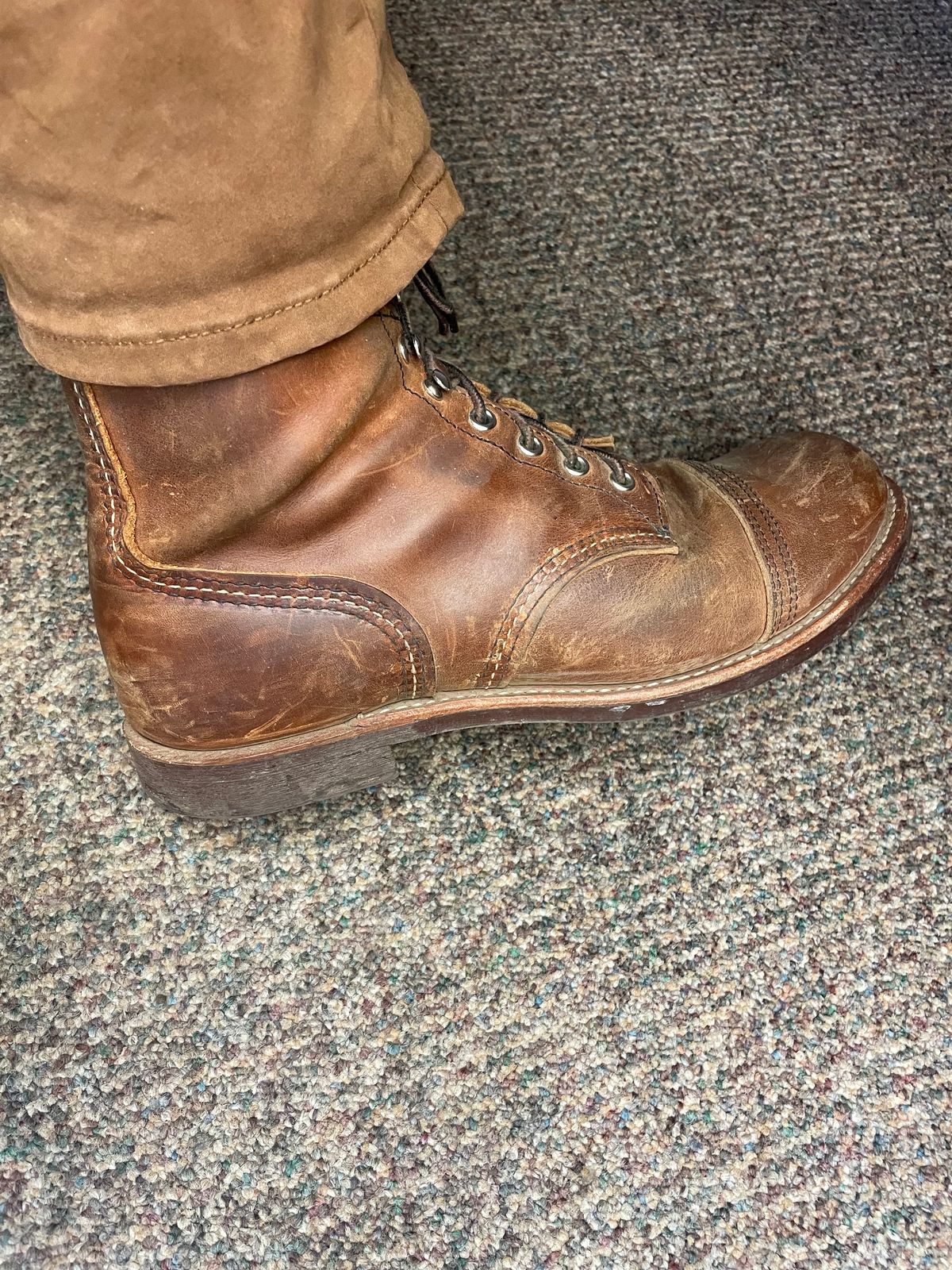 Photo by lbressoud737 on September 15, 2021 of the Red Wing Iron Ranger in S.B. Foot Copper Rough and Tough.