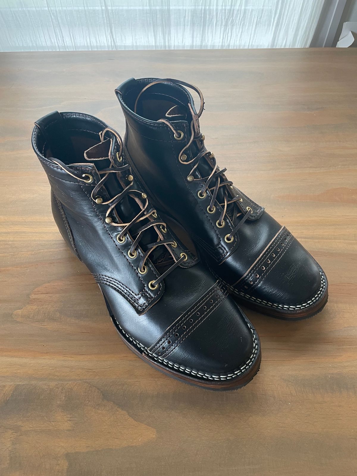 Photo by lbressoud737 on December 7, 2023 of the Wesco x S&S Axe Breaker in Horween Black Chromexcel.