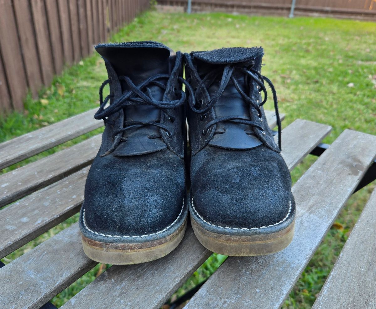 Photo by vestedmember on December 3, 2024 of the Nicks MH64 in Seidel MaxSupport Black Roughout.