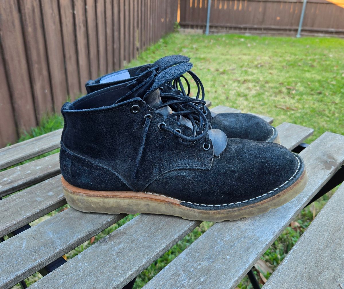 Photo by vestedmember on December 3, 2024 of the Nicks MH64 in Seidel MaxSupport Black Roughout.