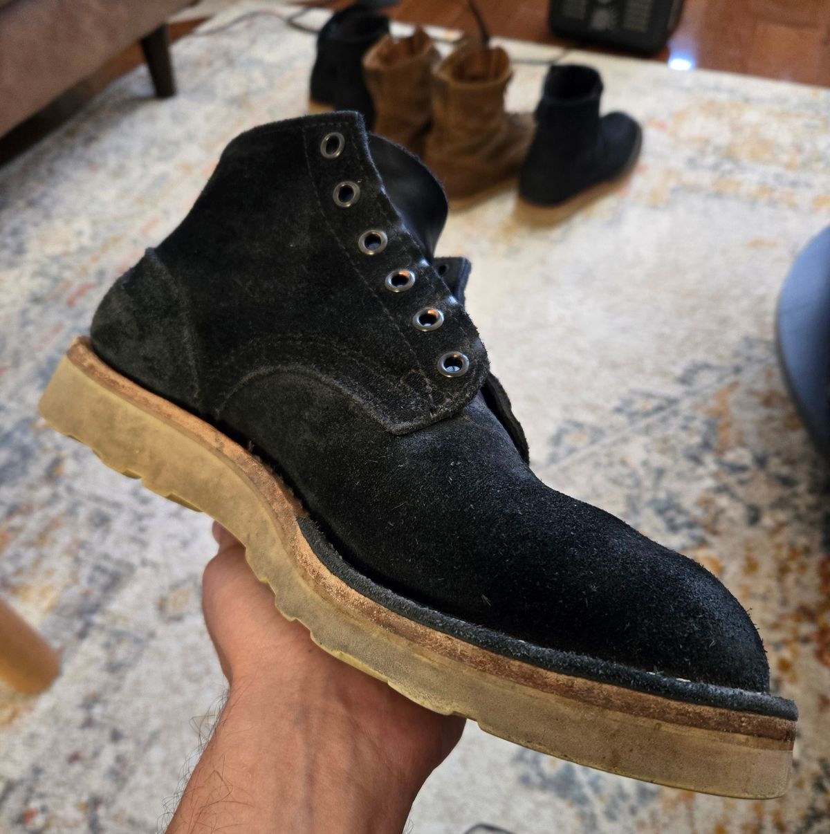 Photo by vestedmember on January 20, 2025 of the Nicks MH64 in Seidel MaxSupport Black Roughout.