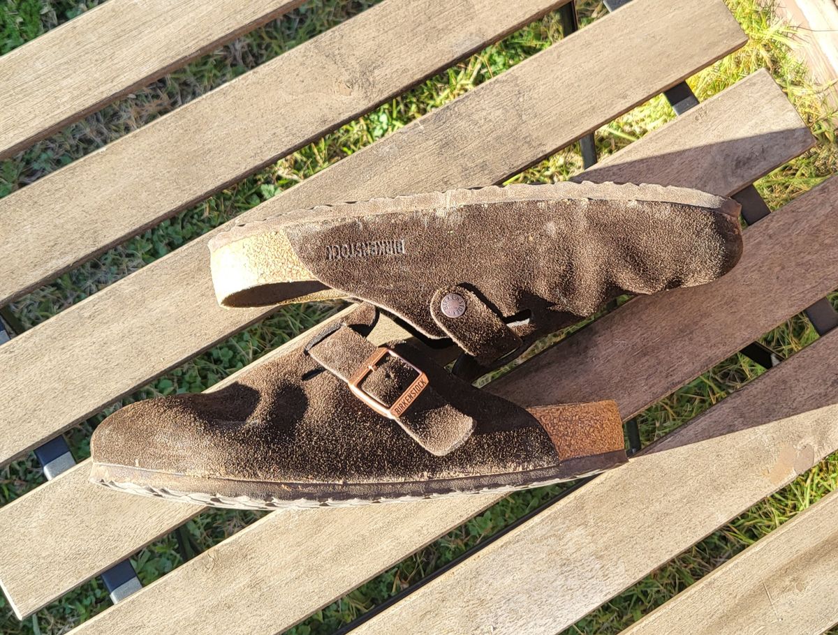 Photo by vestedmember on December 5, 2023 of the Birkenstock Boston in Mocha Suede.