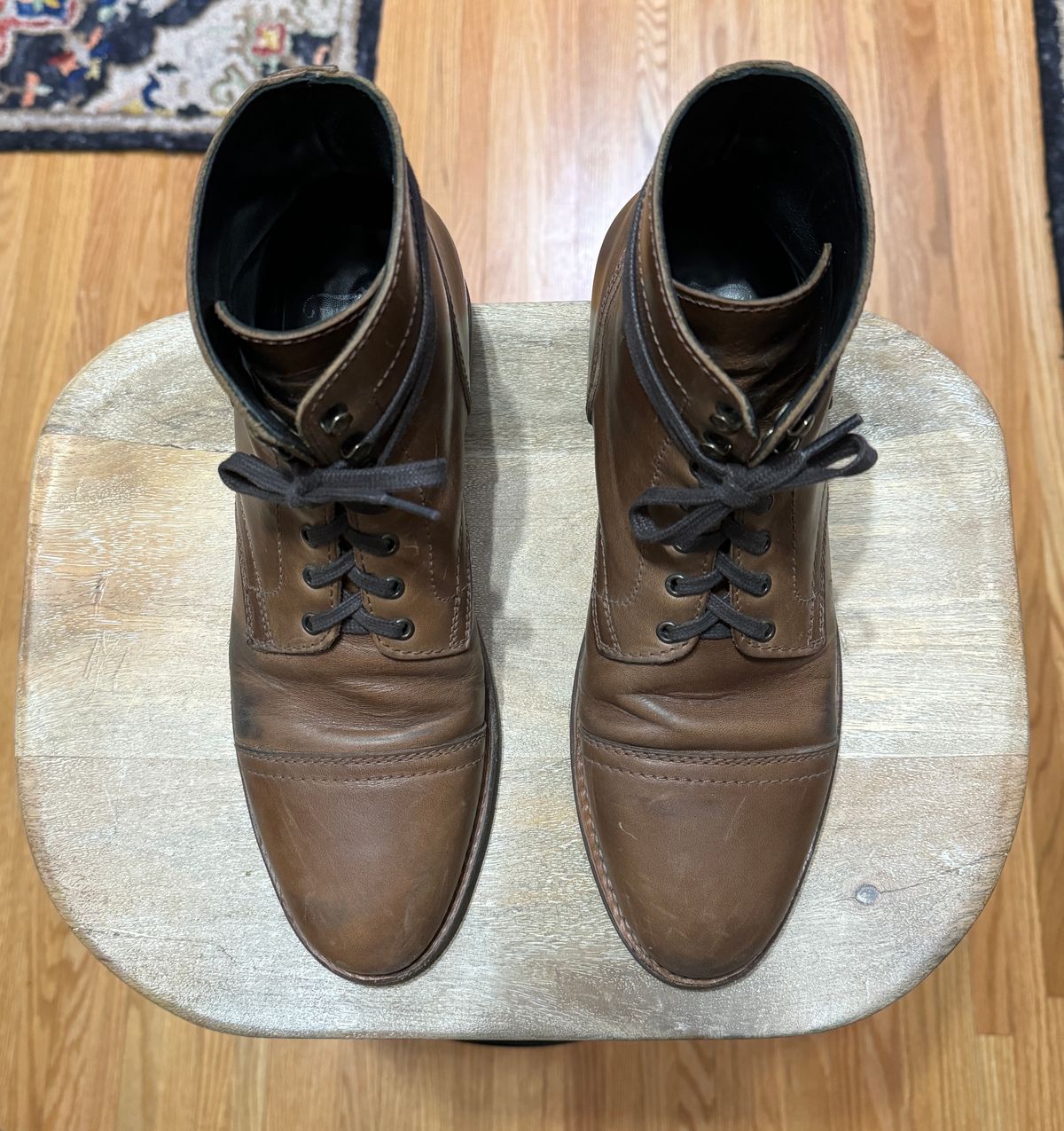 Photo by jakefrank on February 6, 2024 of the Thursday Captain in Horween Natural Chromexcel.