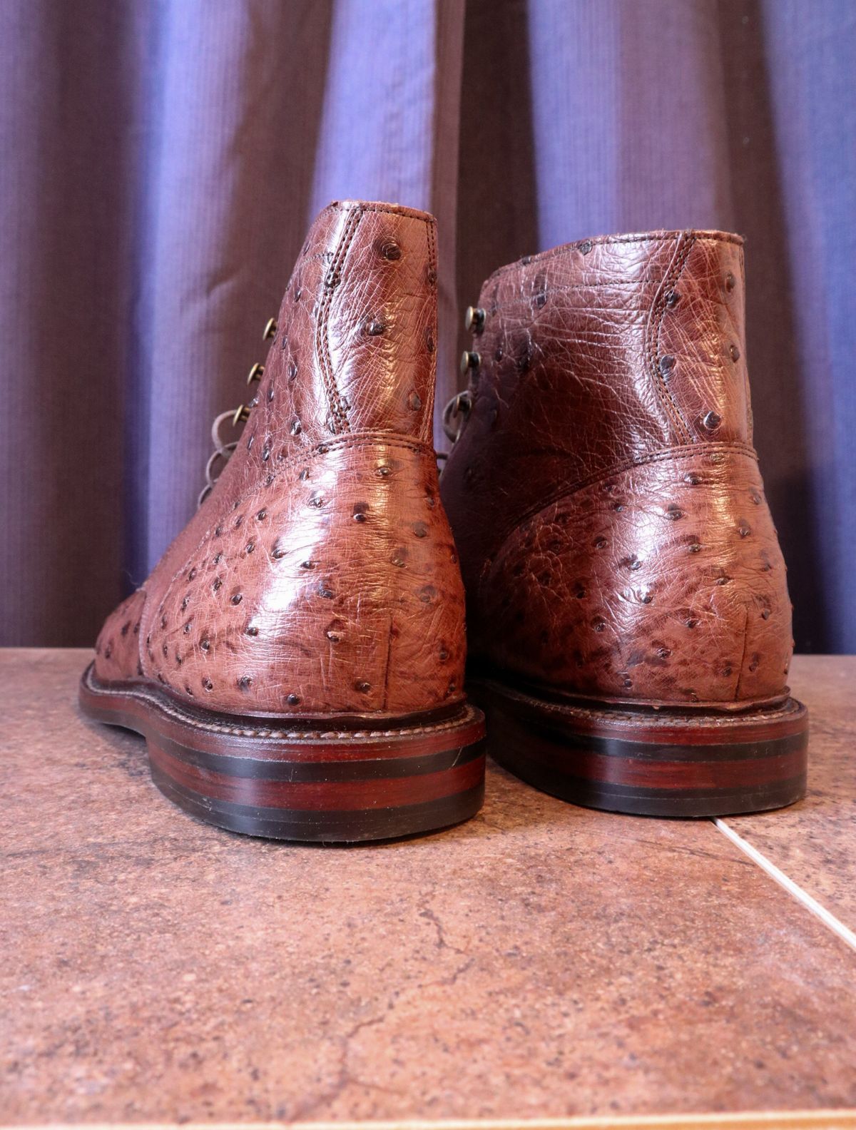 Photo by prospect_joe on October 1, 2023 of the Grant Stone Diesel Boot in Kango Tobacco Ostrich.