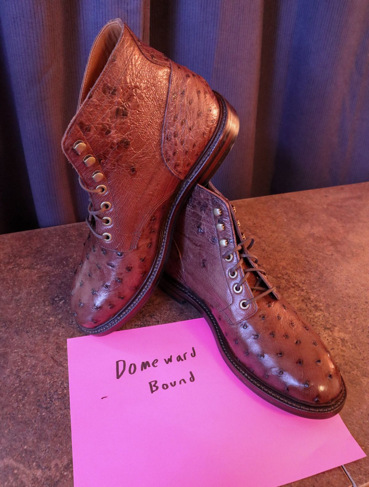 Photo by prospect_joe on October 1, 2023 of the Grant Stone Diesel Boot in Kango Tobacco Ostrich.