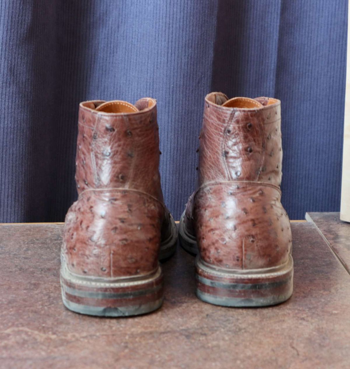 Photo by prospect_joe on November 1, 2023 of the Grant Stone Diesel Boot in Kango Tobacco Ostrich.