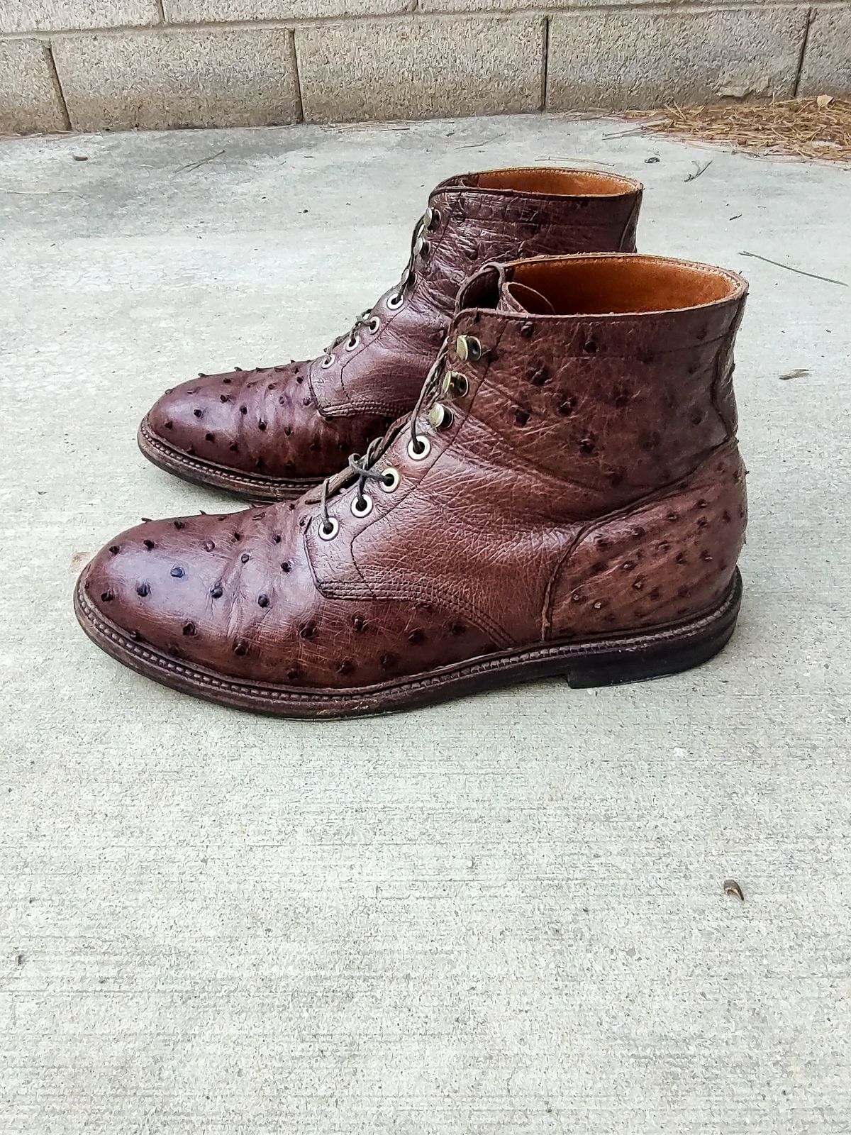 Photo by prospect_joe on January 1, 2024 of the Grant Stone Diesel Boot in Kango Tobacco Ostrich.