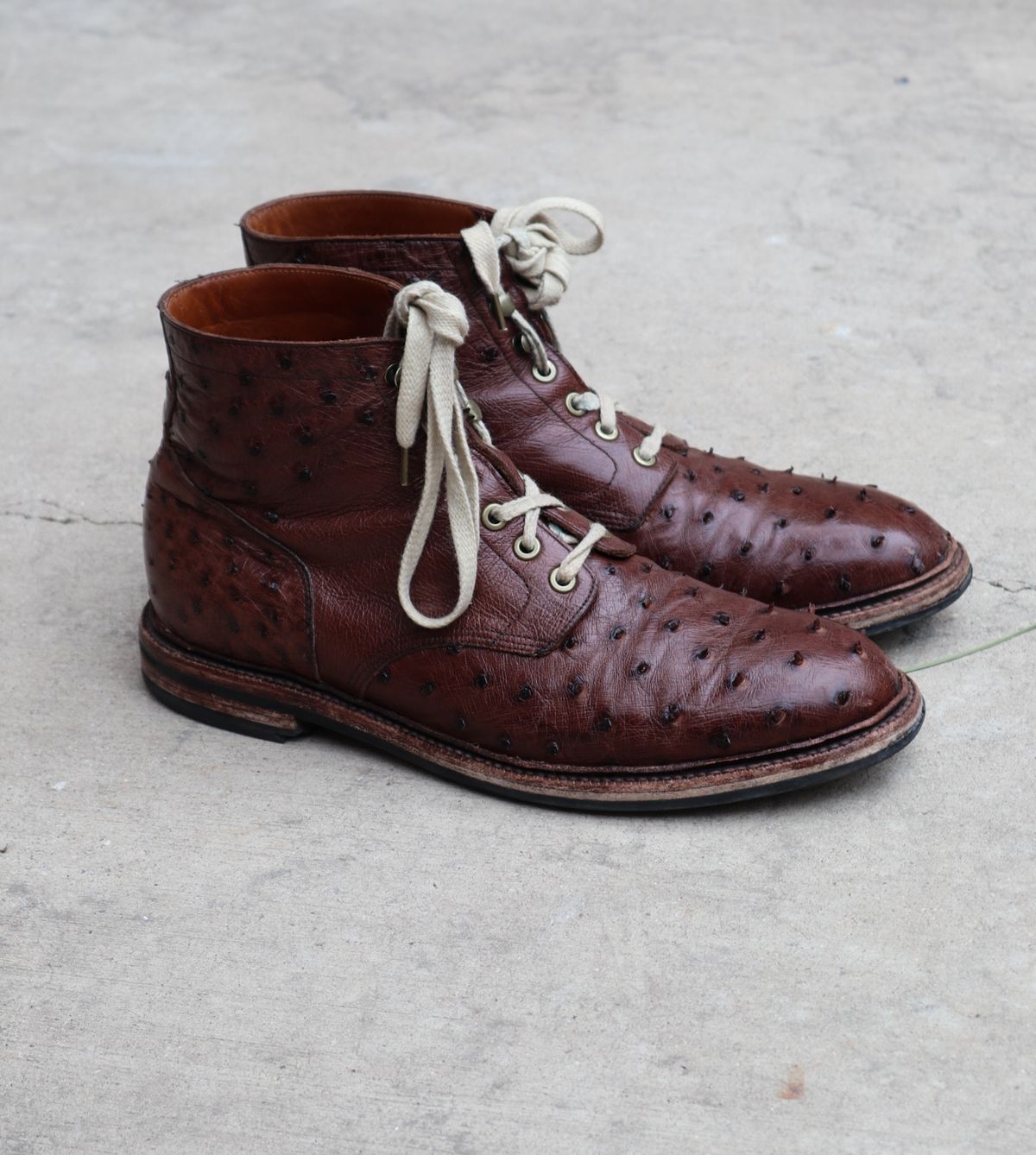 Photo by prospect_joe on February 1, 2024 of the Grant Stone Diesel Boot in Kango Tobacco Ostrich.