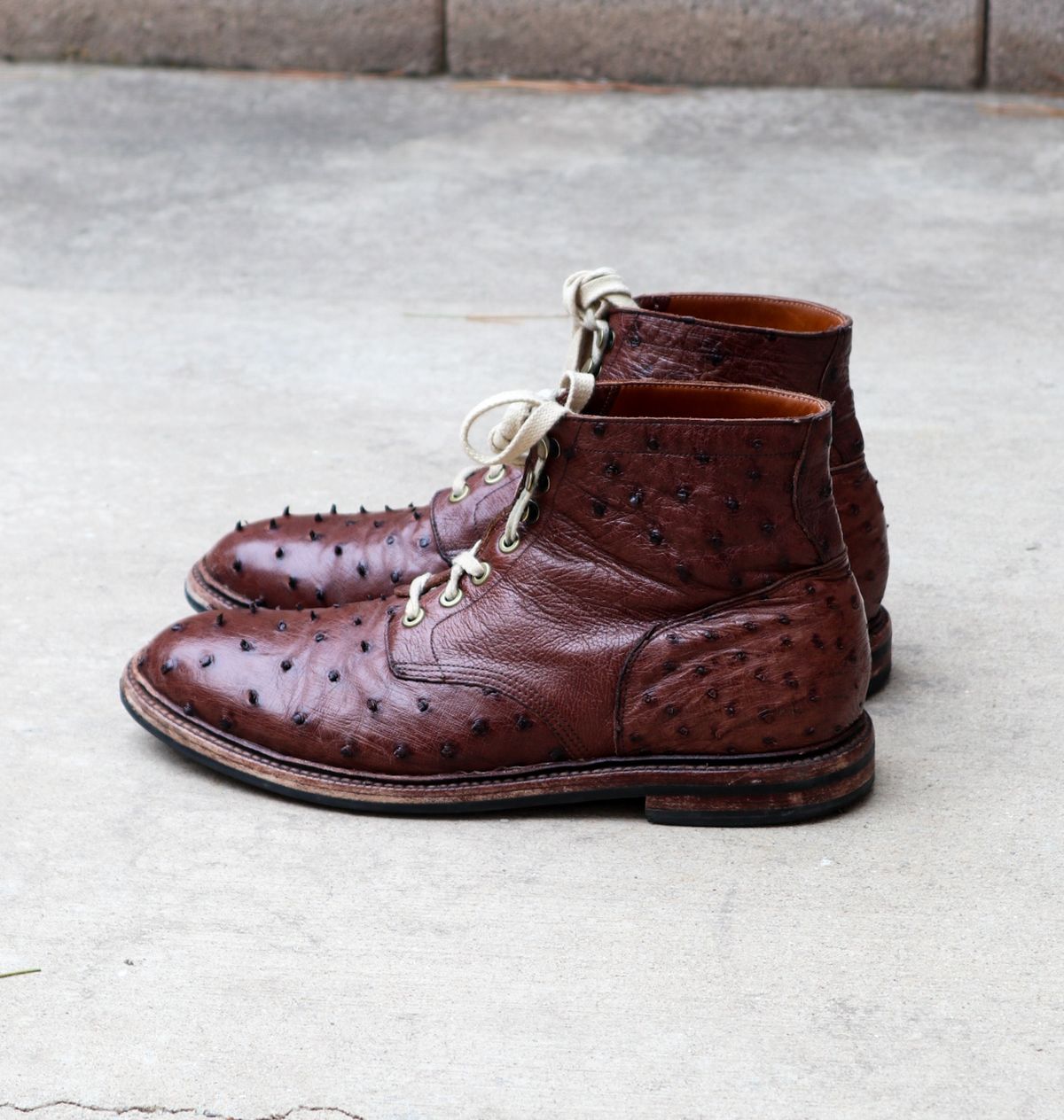 Photo by prospect_joe on February 1, 2024 of the Grant Stone Diesel Boot in Kango Tobacco Ostrich.