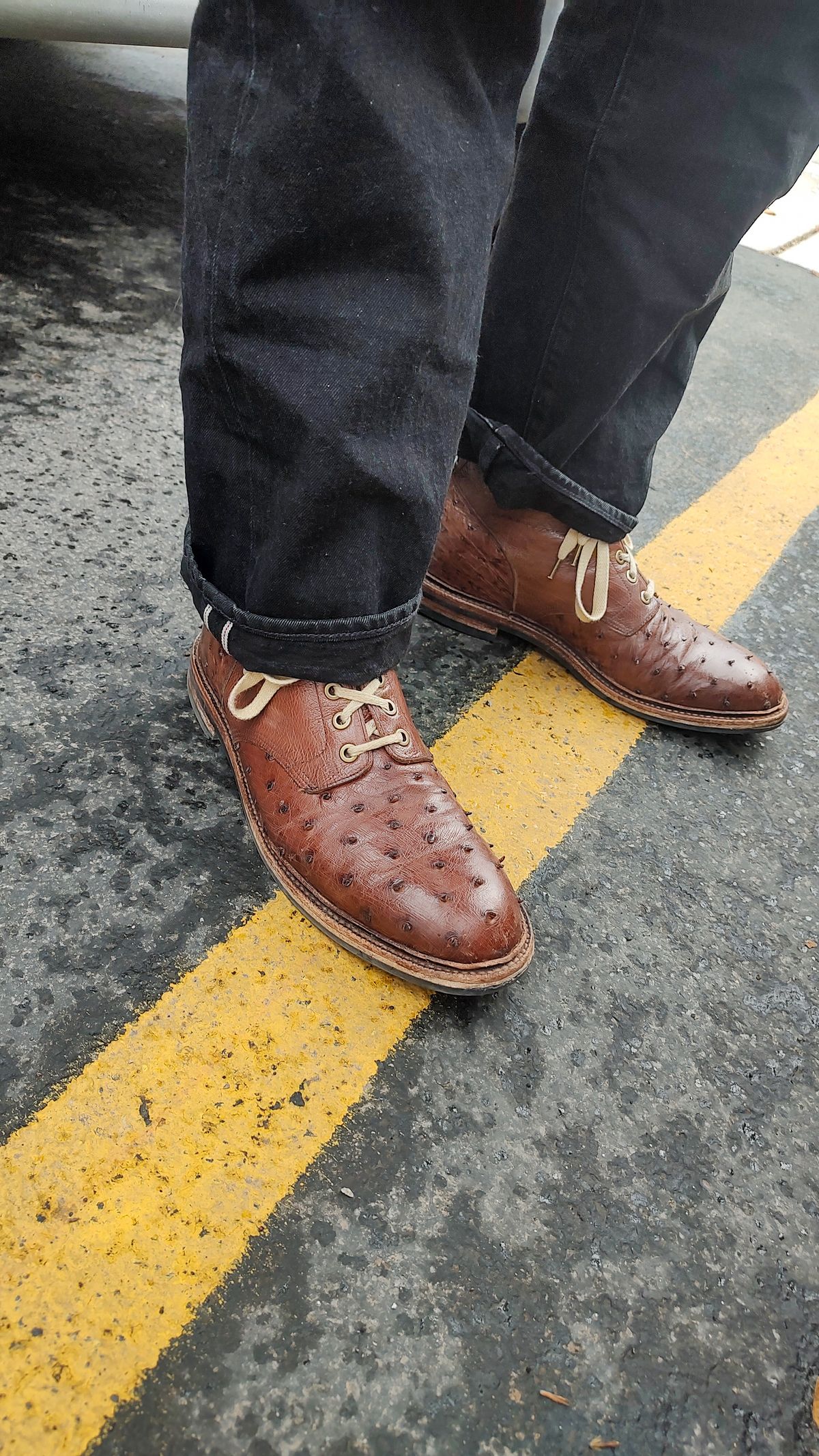Photo by prospect_joe on February 2, 2024 of the Grant Stone Diesel Boot in Kango Tobacco Ostrich.