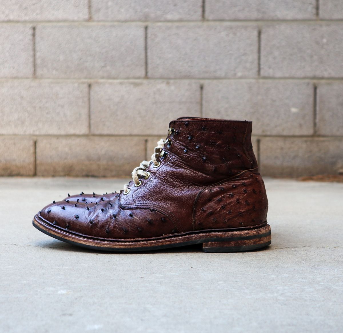 Photo by prospect_joe on March 1, 2024 of the Grant Stone Diesel Boot in Kango Tobacco Ostrich.