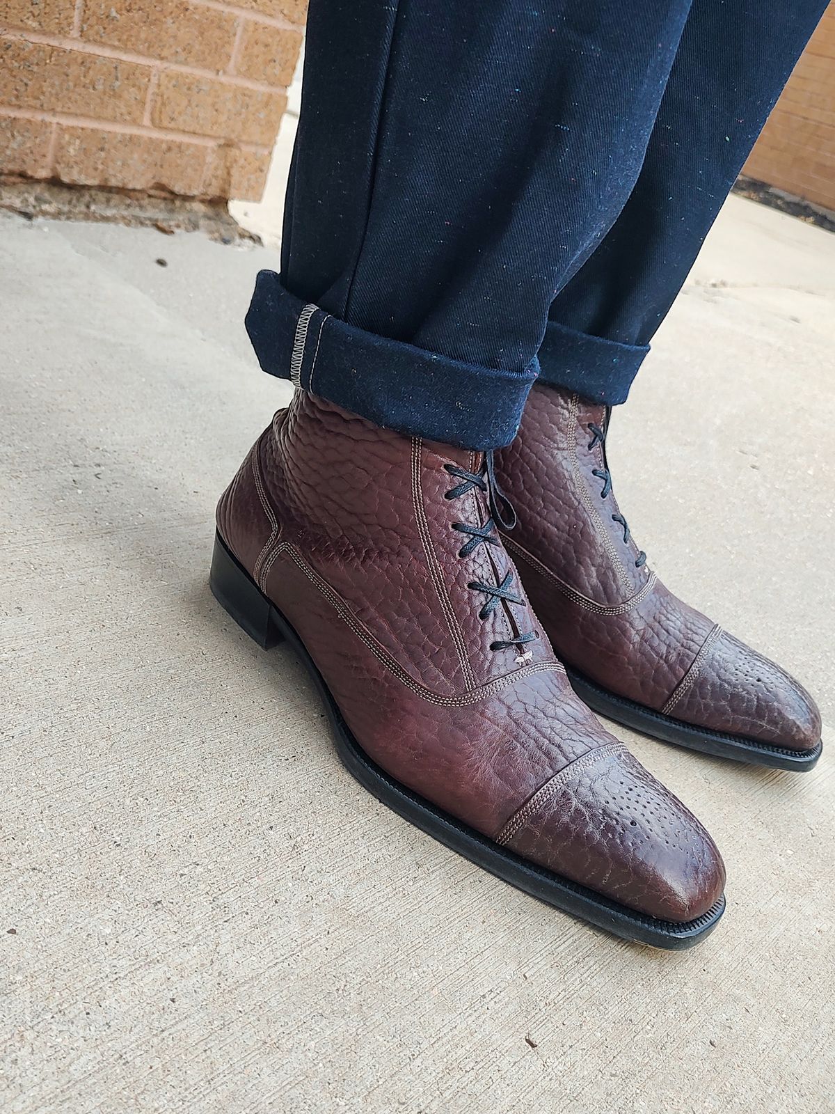 Photo by prospect_joe on October 7, 2024 of the Luxire Navy Multicolor Speckled Jeans in 14.5 Oz.