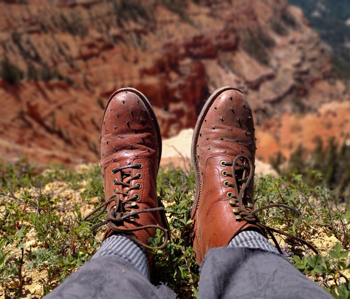 Photo by prospect_joe on July 14, 2023 of the Grant Stone Diesel Boot in Cognac Ostrich.