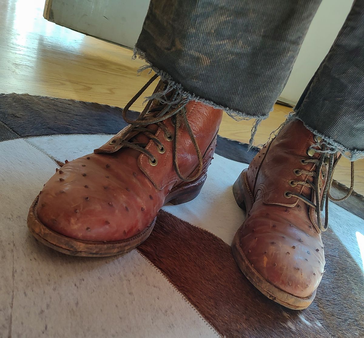 Photo by prospect_joe on August 6, 2023 of the Grant Stone Diesel Boot in Cognac Ostrich.