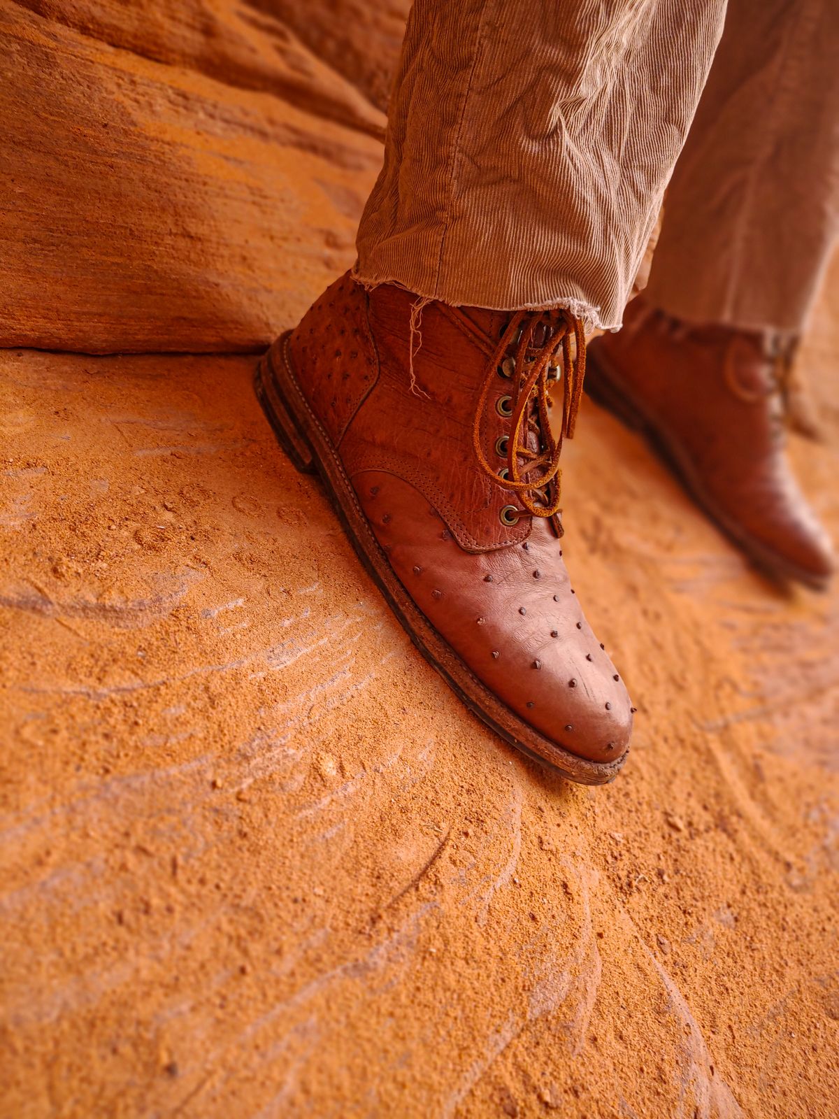 Photo by prospect_joe on September 19, 2023 of the Grant Stone Diesel Boot in Cognac Ostrich.