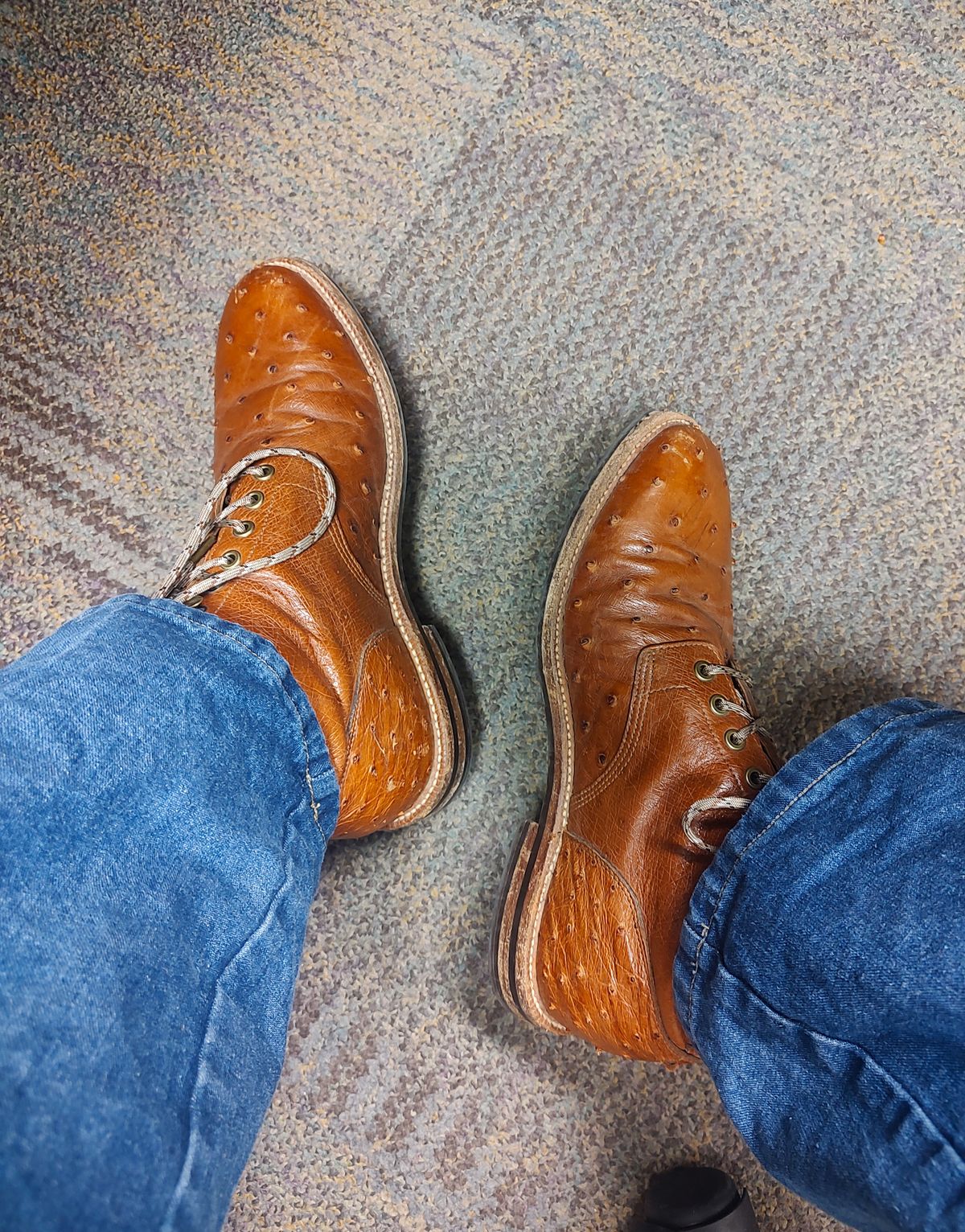 Photo by prospect_joe on July 23, 2024 of the Grant Stone Diesel Boot in Cognac Ostrich.