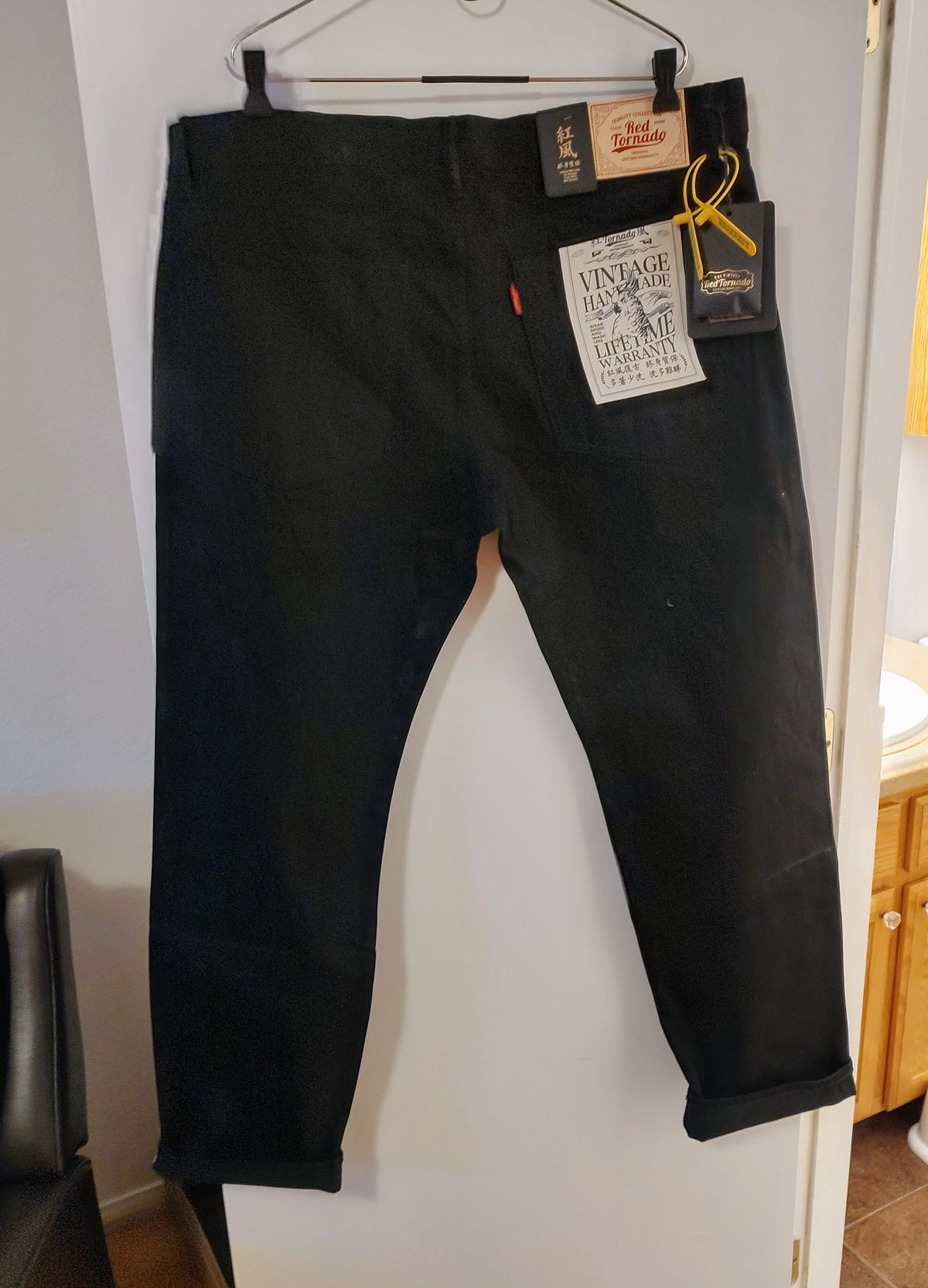 Photo by prospect_joe on December 12, 2023 of the Red Tornado 511xx 14.5oz Double-Dyed Black Denim in Unknown Material.