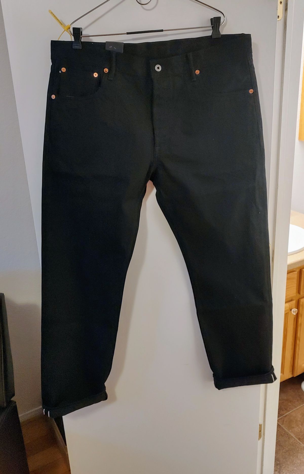 Photo by prospect_joe on December 12, 2023 of the Red Tornado 511xx 14.5oz Double-Dyed Black Denim in Unknown Material.