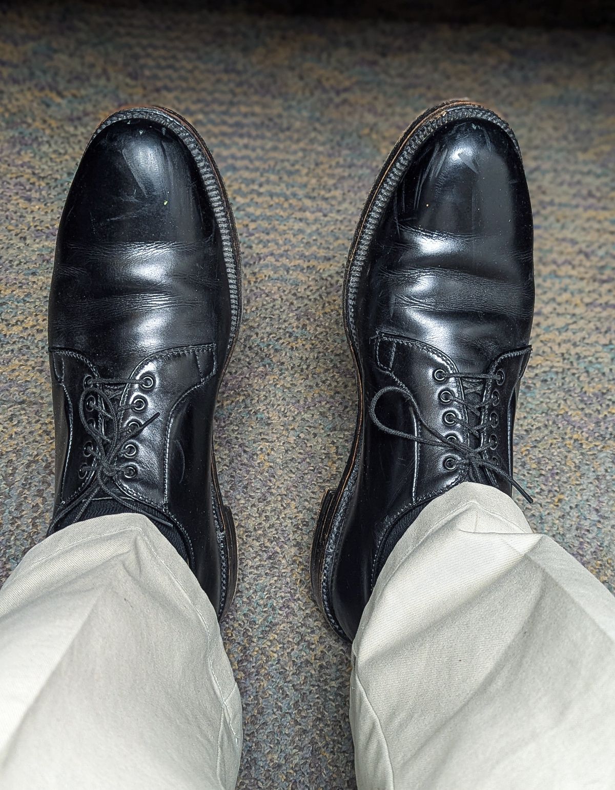 Photo by prospect_joe on May 17, 2025 of the Alden 00069 Black Calfskin Plain Toe Blucher in Black Calfskin.