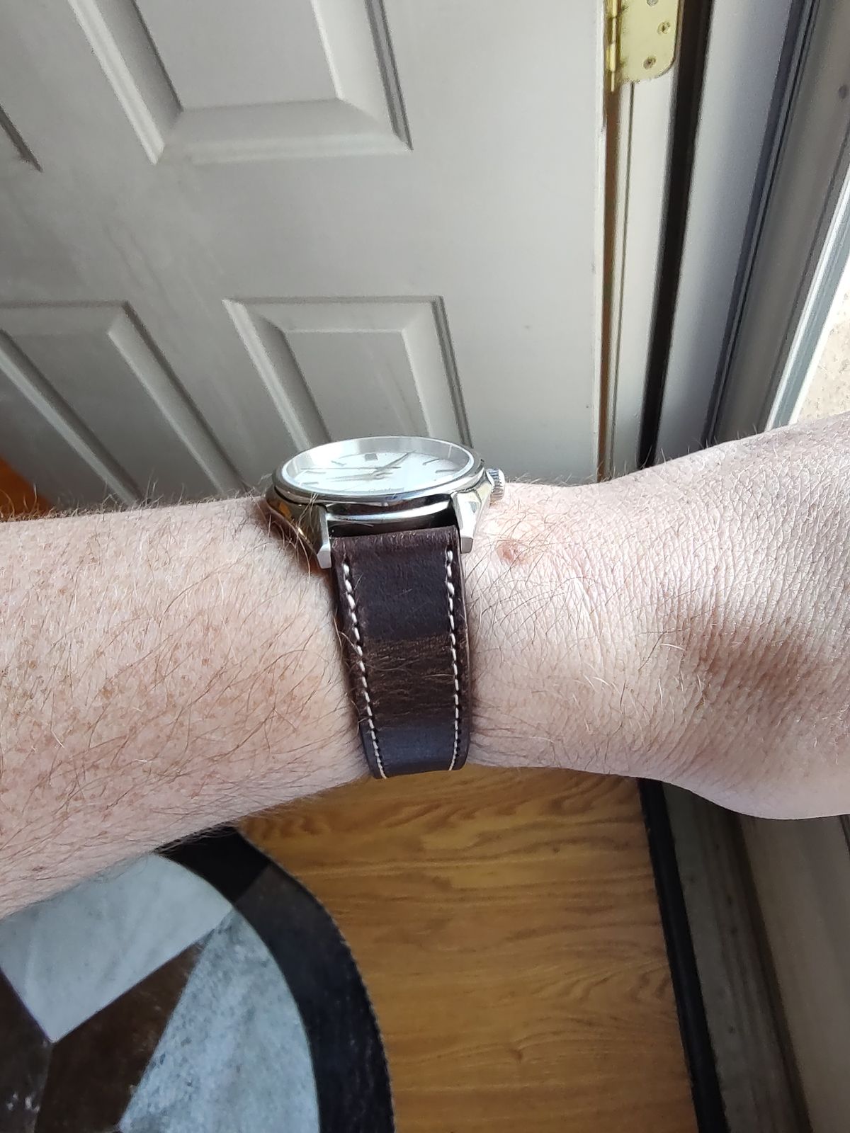 Photo by prospect_joe on July 27, 2024 of the Fluco Unknown Model in Horween Brown Nut Dublin.