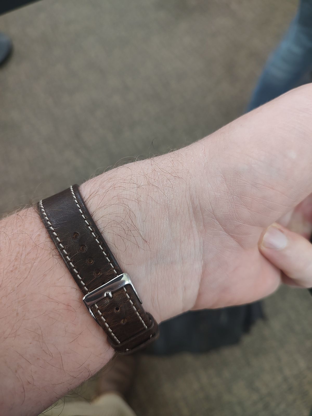 Photo by prospect_joe on August 8, 2024 of the Fluco Unknown Model in Horween Brown Nut Dublin.