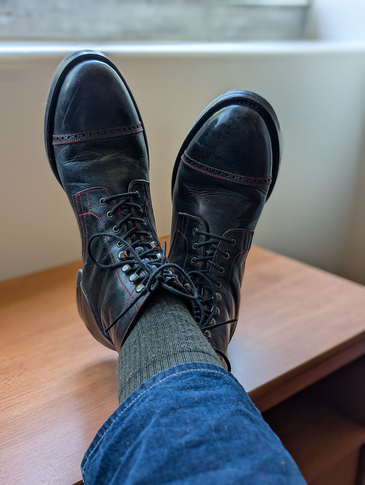 Photo by prospect_joe on June 26, 2025 of the K.M.P.T Shoemaker Service Boot in Black Kangaroo.