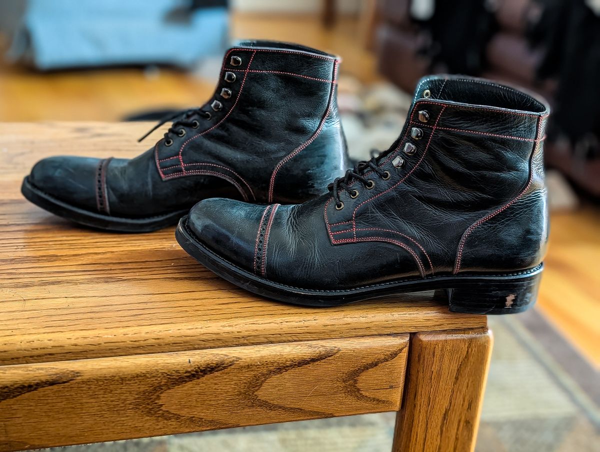 Photo by prospect_joe on June 27, 2025 of the K.M.P.T Shoemaker Service Boot in Black Kangaroo.