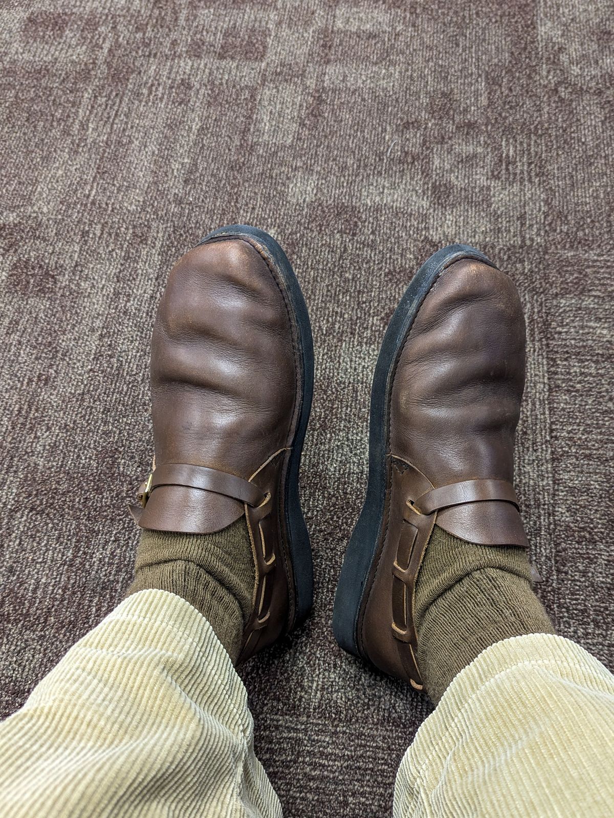 Photo by prospect_joe on December 29, 2024 of the Aurora Shoe Co. Middle English in Horween Olive Chromexcel.