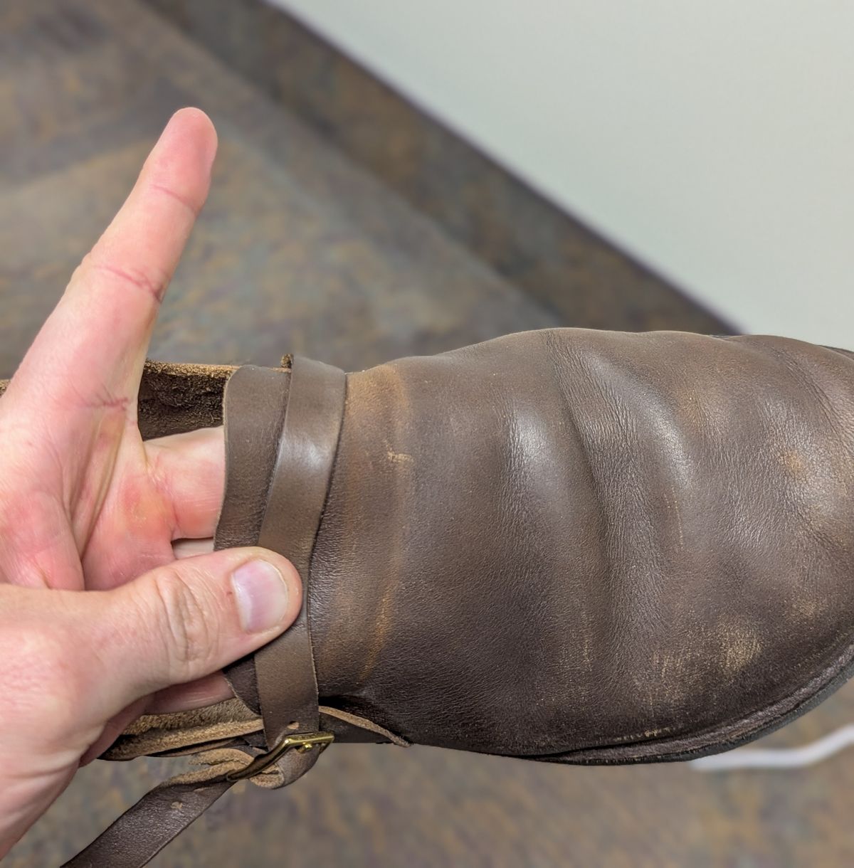 Photo by prospect_joe on February 21, 2025 of the Aurora Shoe Co. Middle English in Horween Olive Chromexcel.