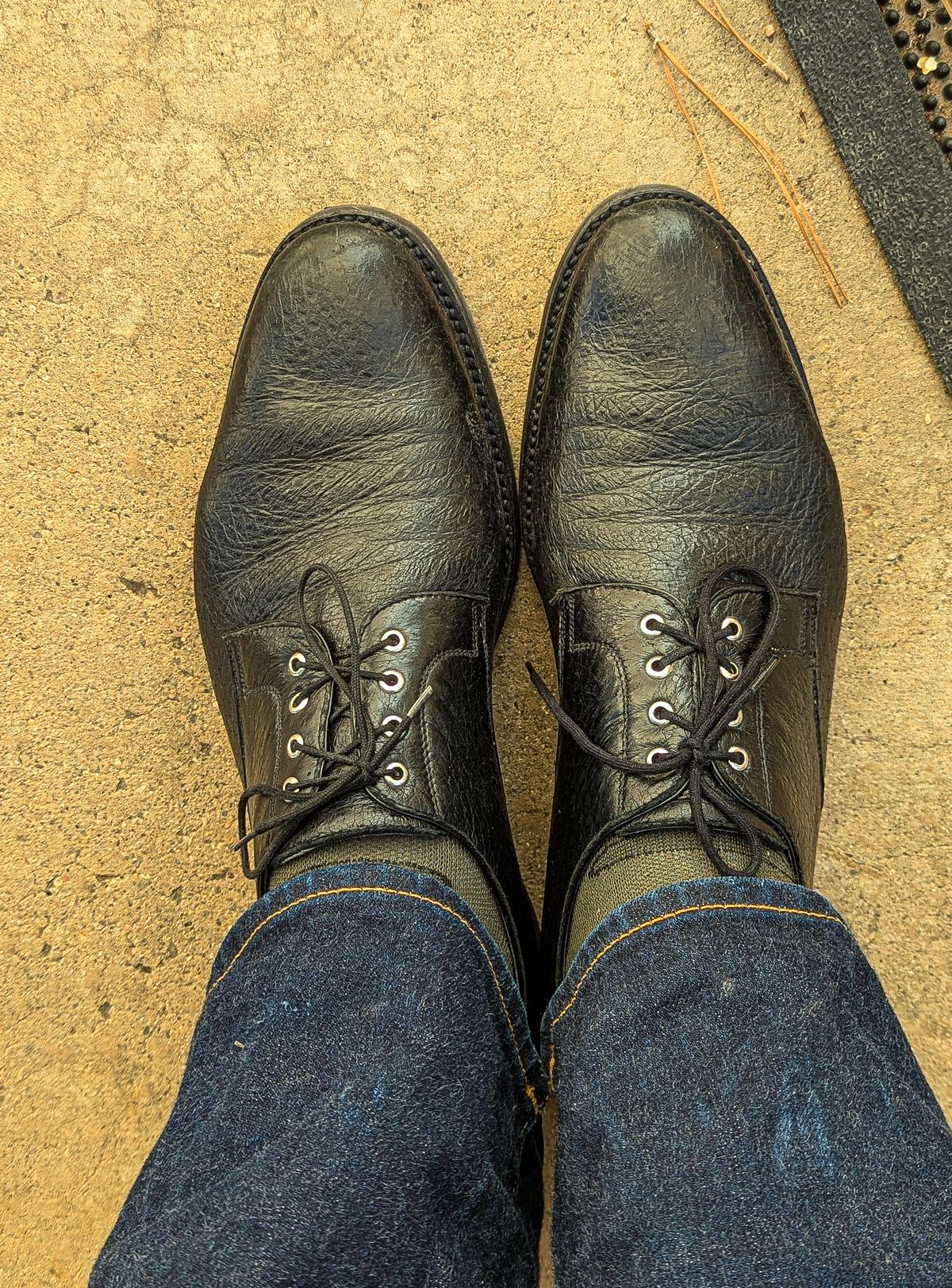 Photo by prospect_joe on April 9, 2025 of the Gravati Plain Toe Blucher in Black Peccary.