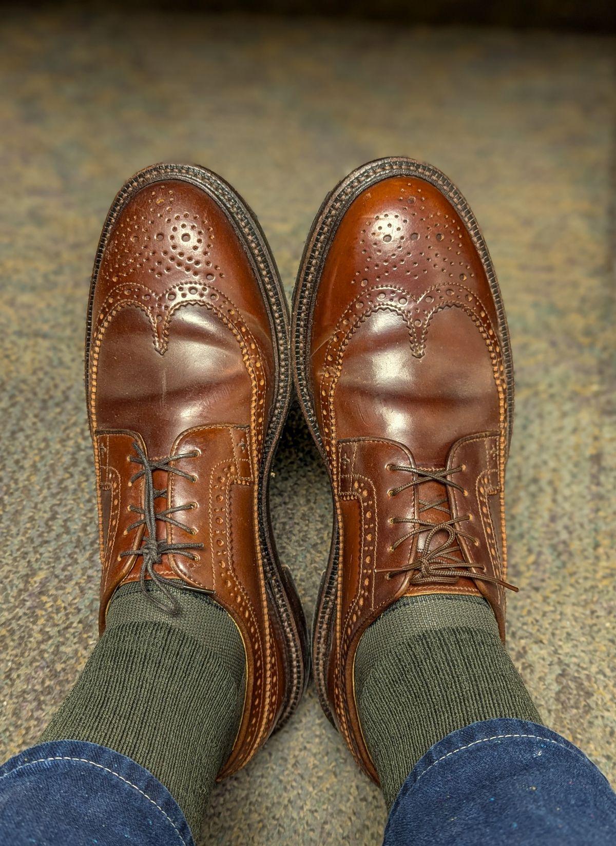 Photo by prospect_joe on February 26, 2025 of the Grant Stone Longwing in Horween Garnet Shell Cordovan.